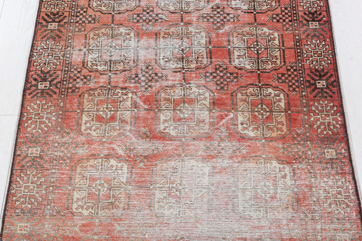 Vintage Faded Red Distressed Allover Area Rug – 6' 3" x 3' 9" (191 x 115 cm)