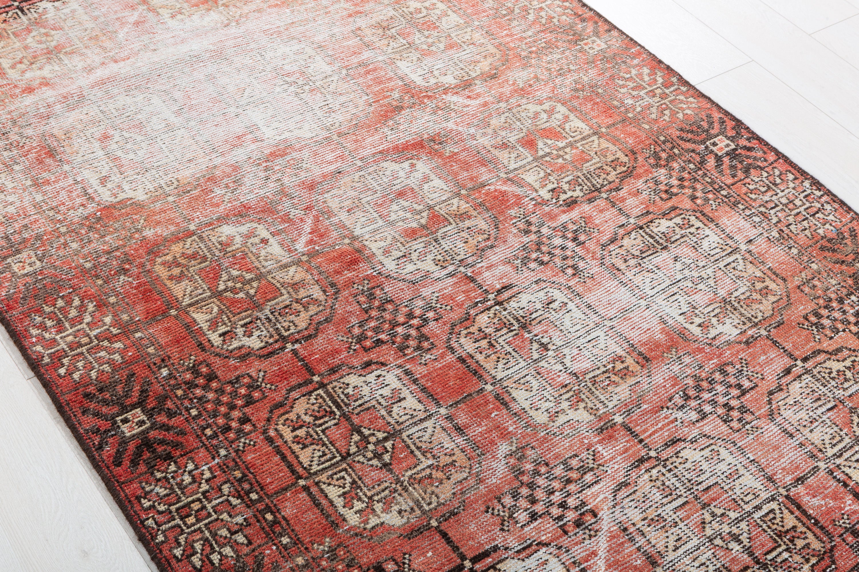 Vintage Faded Red Distressed Allover Area Rug – 6' 3" x 3' 9" (191 x 115 cm)