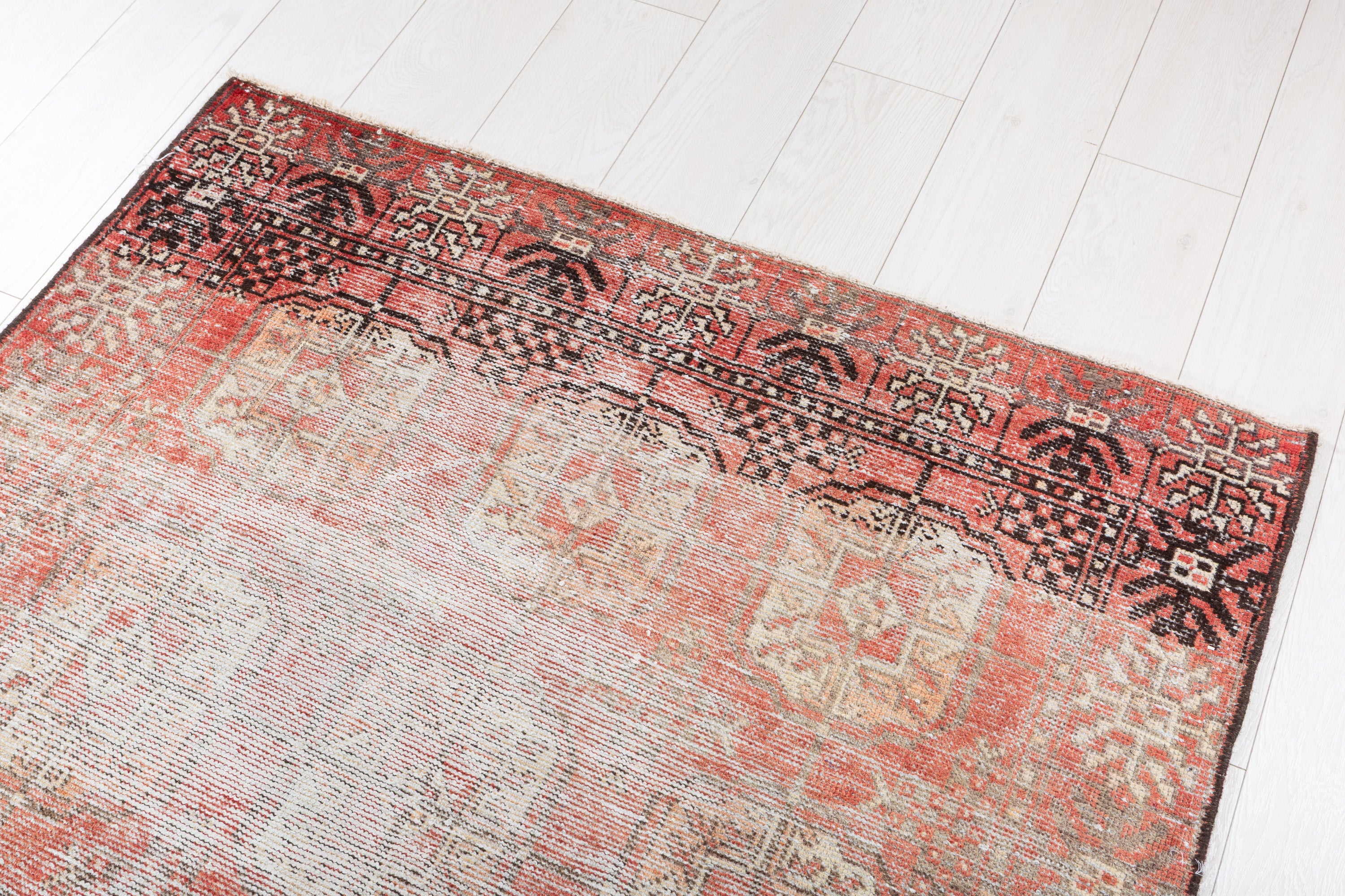 Vintage Faded Red Distressed Allover Area Rug – 6' 3" x 3' 9" (191 x 115 cm)