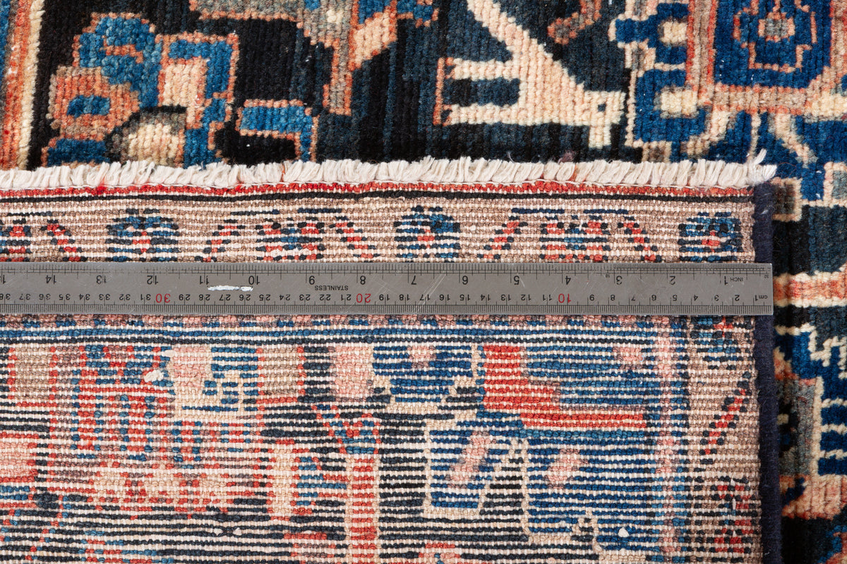 Collectible Vintage Navy Blue Allover Floral Area Rug – 8' 2" x 4' 0" (248 x 121 cm)