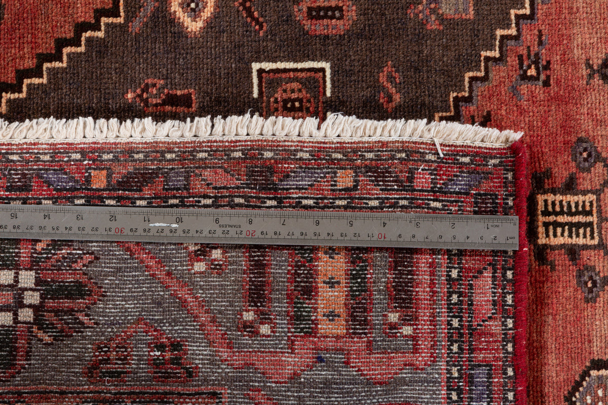 Vintage Brick Red Tribal Diamond Area Rug – 7' 5" x 4' 4" (225 x 132 cm)