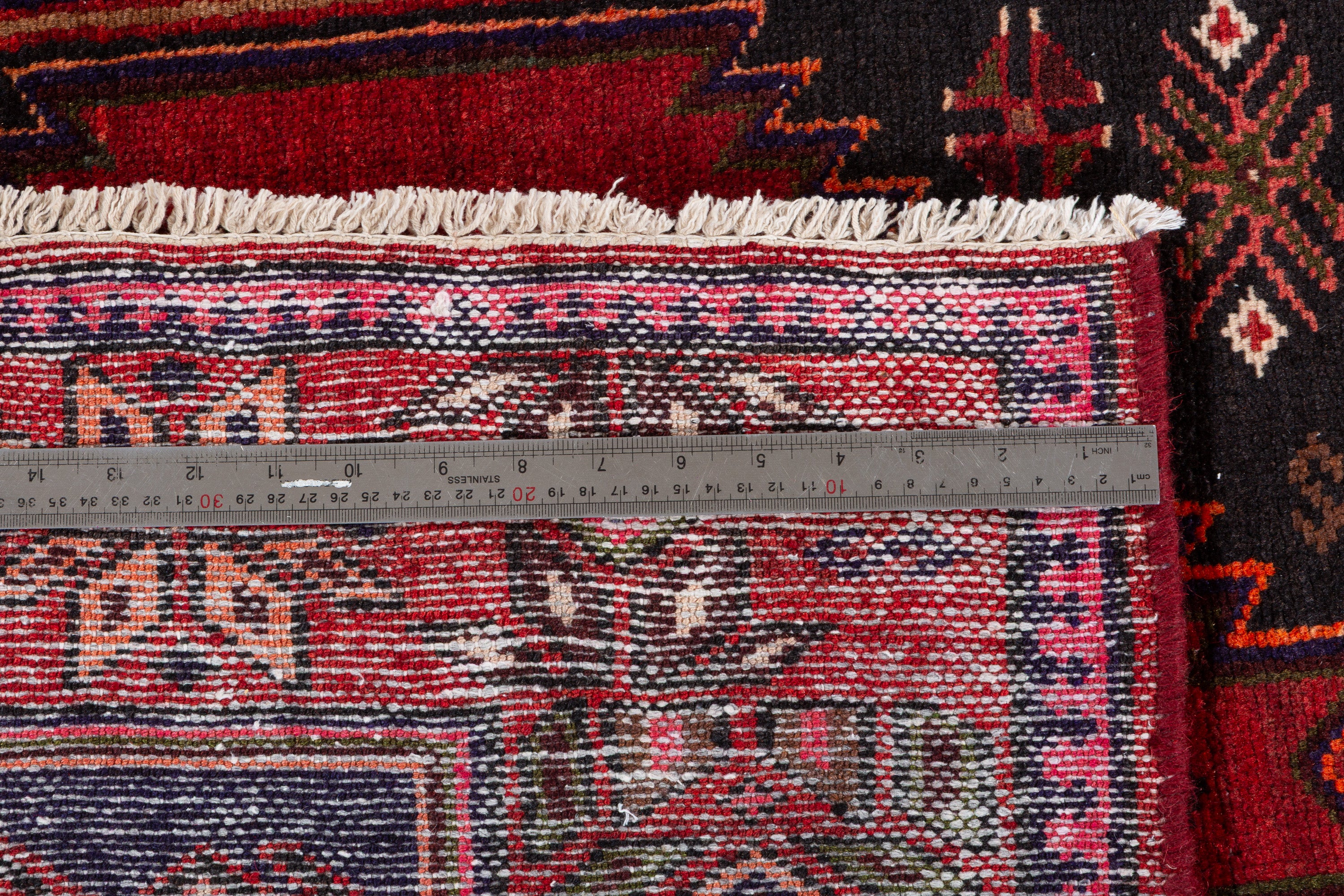 Vintage Black, Red Triple Medallion Area Rug – 6' 10" x 3' 11" (209 x 120 cm)