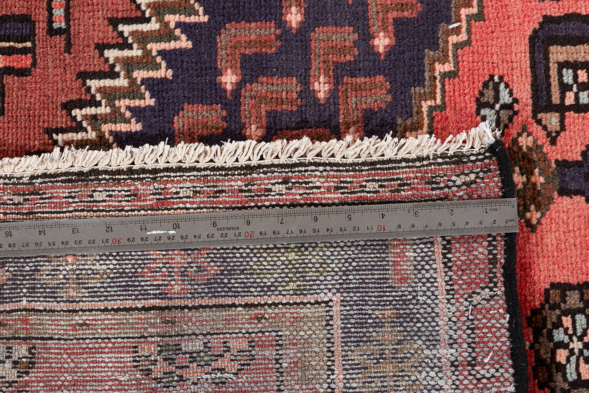 Vintage Brick Red, Coral Geometric Medallion Area Rug – 6' 9" x 4' 3" (207 x 129 cm)