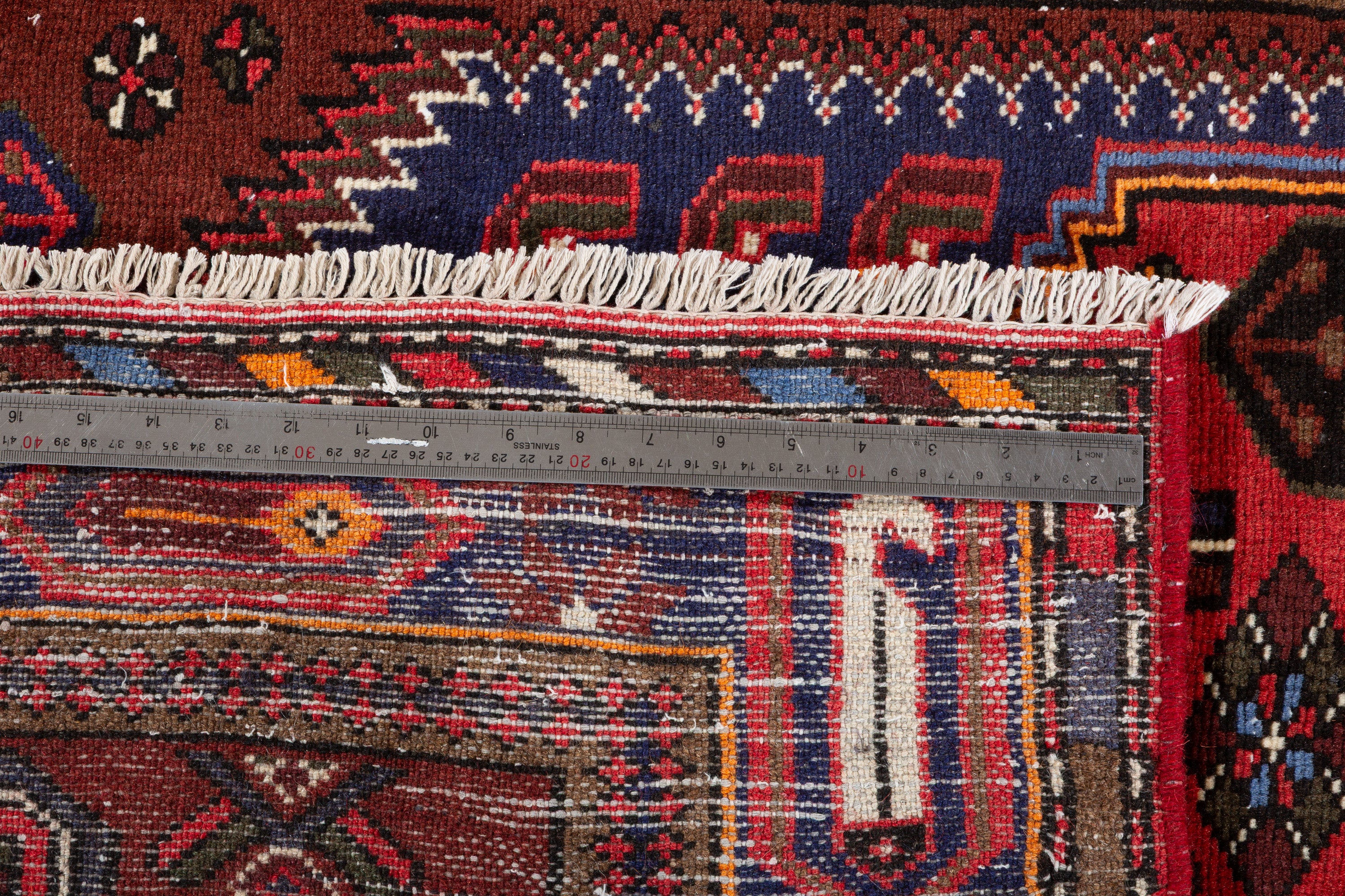 Vintage Brown, Navy Blue Central Medallion Area Rug – 6' 9" x 4' 3" (206 x 130 cm)