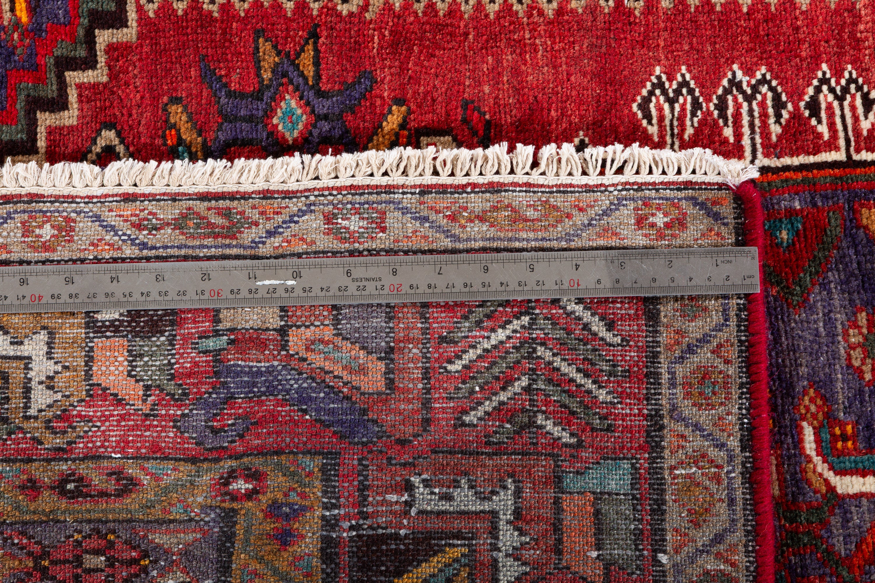 Vintage Rust Red, Navy Blue Central Medallion Area Rug – 6' 10" x 4' 7" (208 x 140 cm)