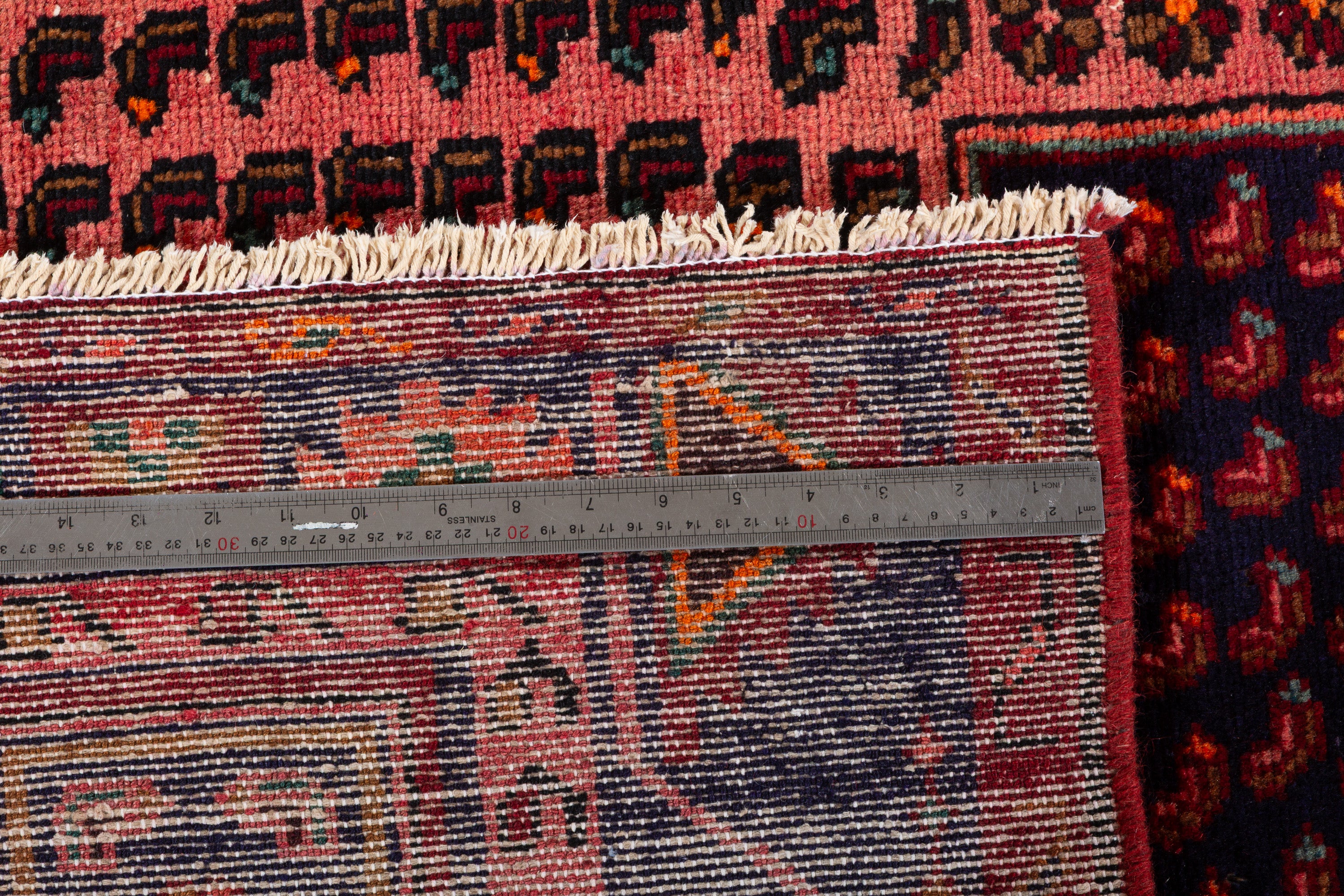Collectible Vintage Maroon & Pink Geometric Area Rug – 6' 9" x 4' 5" (207 x 134 cm)