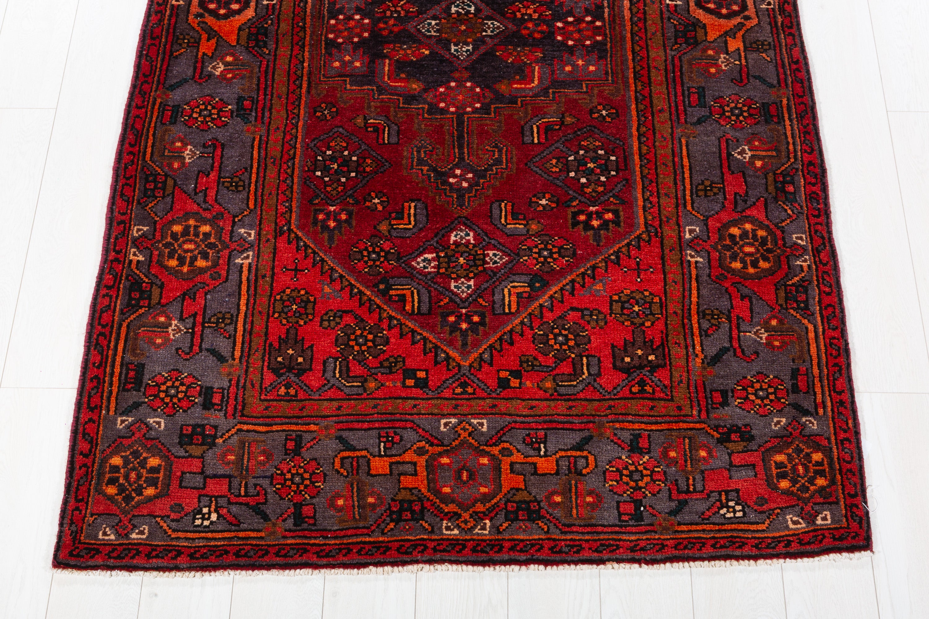 Collectible Vintage Rust Red, Orange-Red Allover Geometric Area Rug – 7' 3" x 4' 4" (222 x 132 cm)