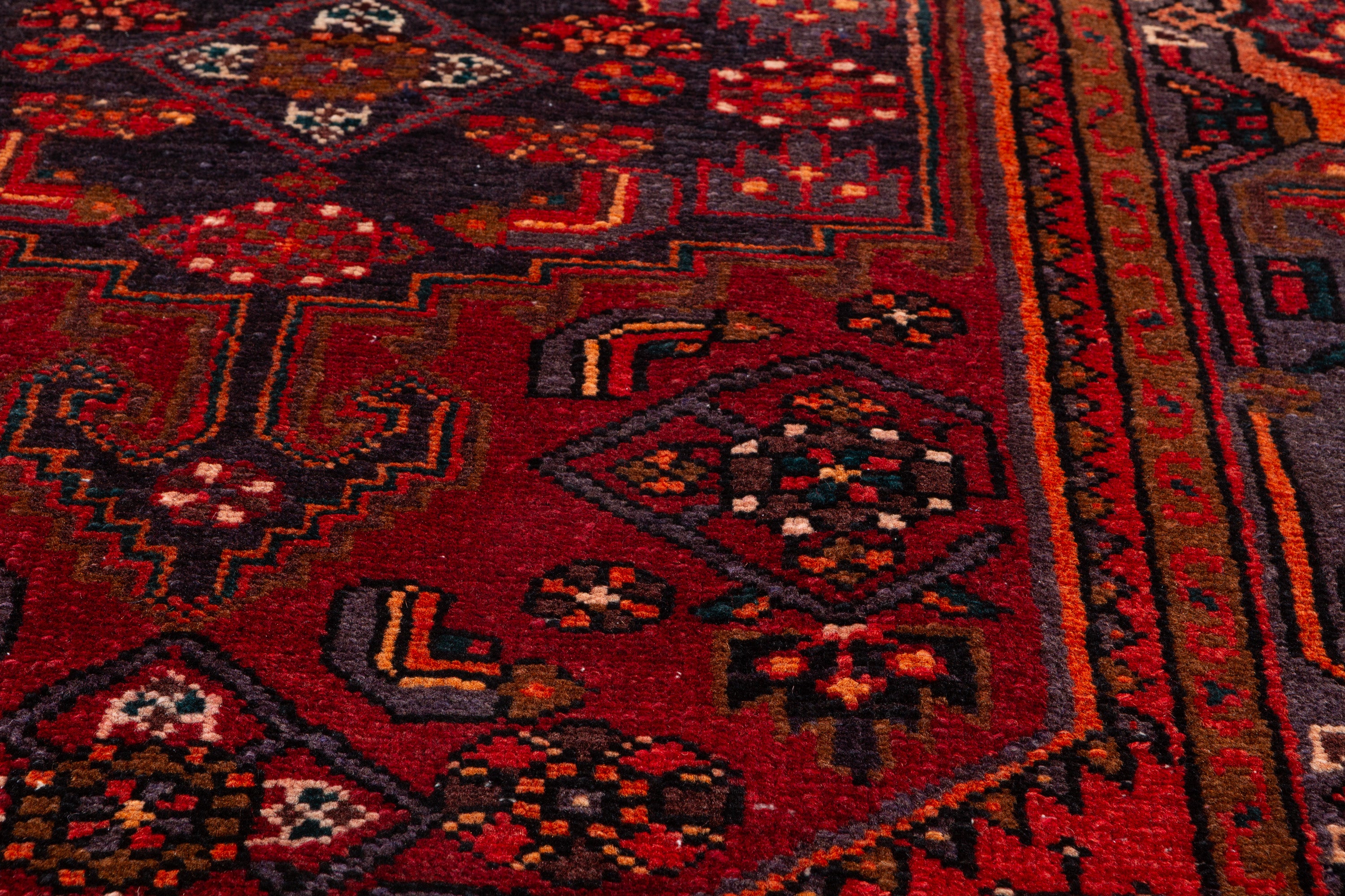 Collectible Vintage Rust Red, Orange-Red Allover Geometric Area Rug – 7' 3" x 4' 4" (222 x 132 cm)