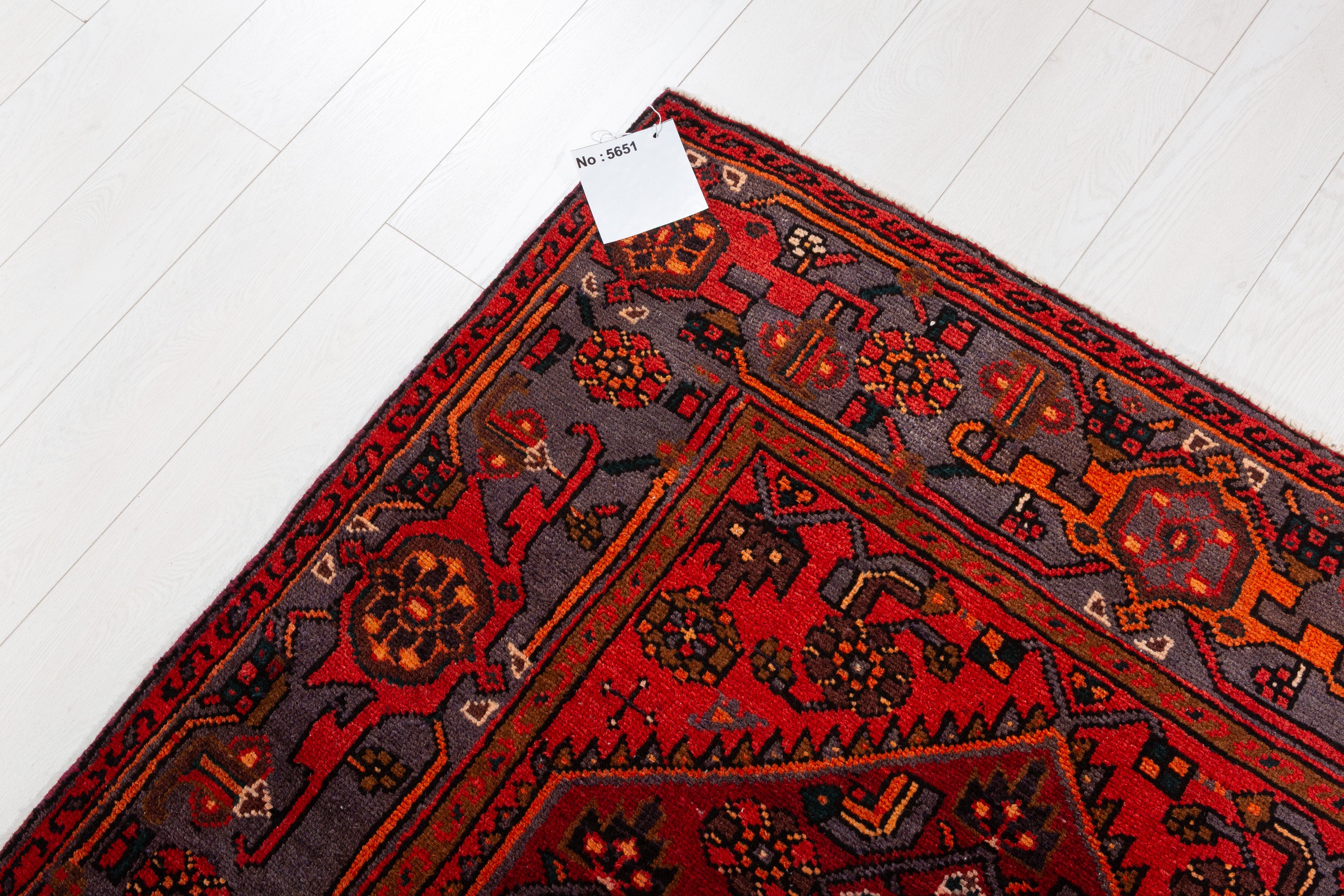 Collectible Vintage Rust Red, Orange-Red Allover Geometric Area Rug – 7' 3" x 4' 4" (222 x 132 cm)