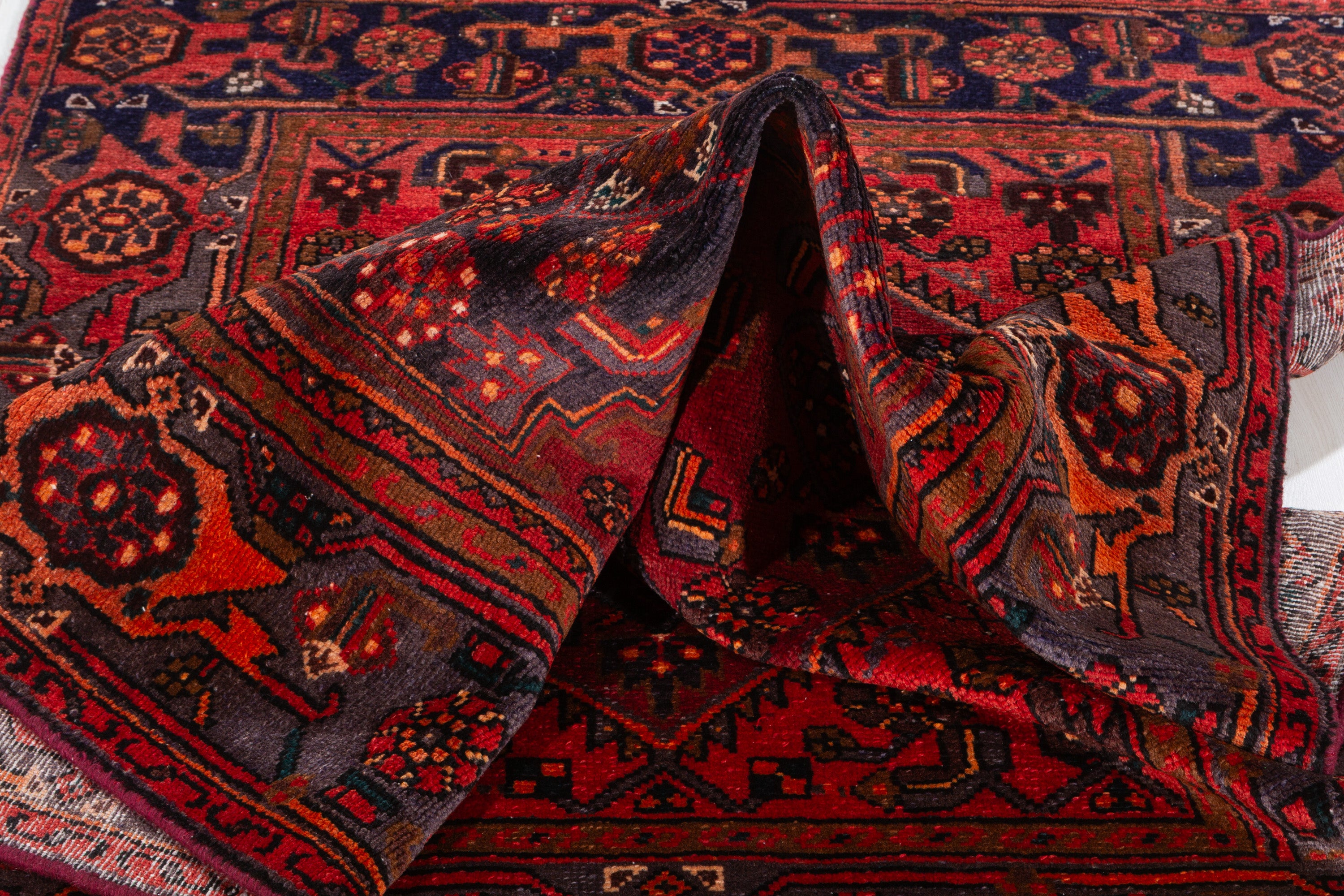 Collectible Vintage Rust Red, Orange-Red Allover Geometric Area Rug – 7' 3" x 4' 4" (222 x 132 cm)