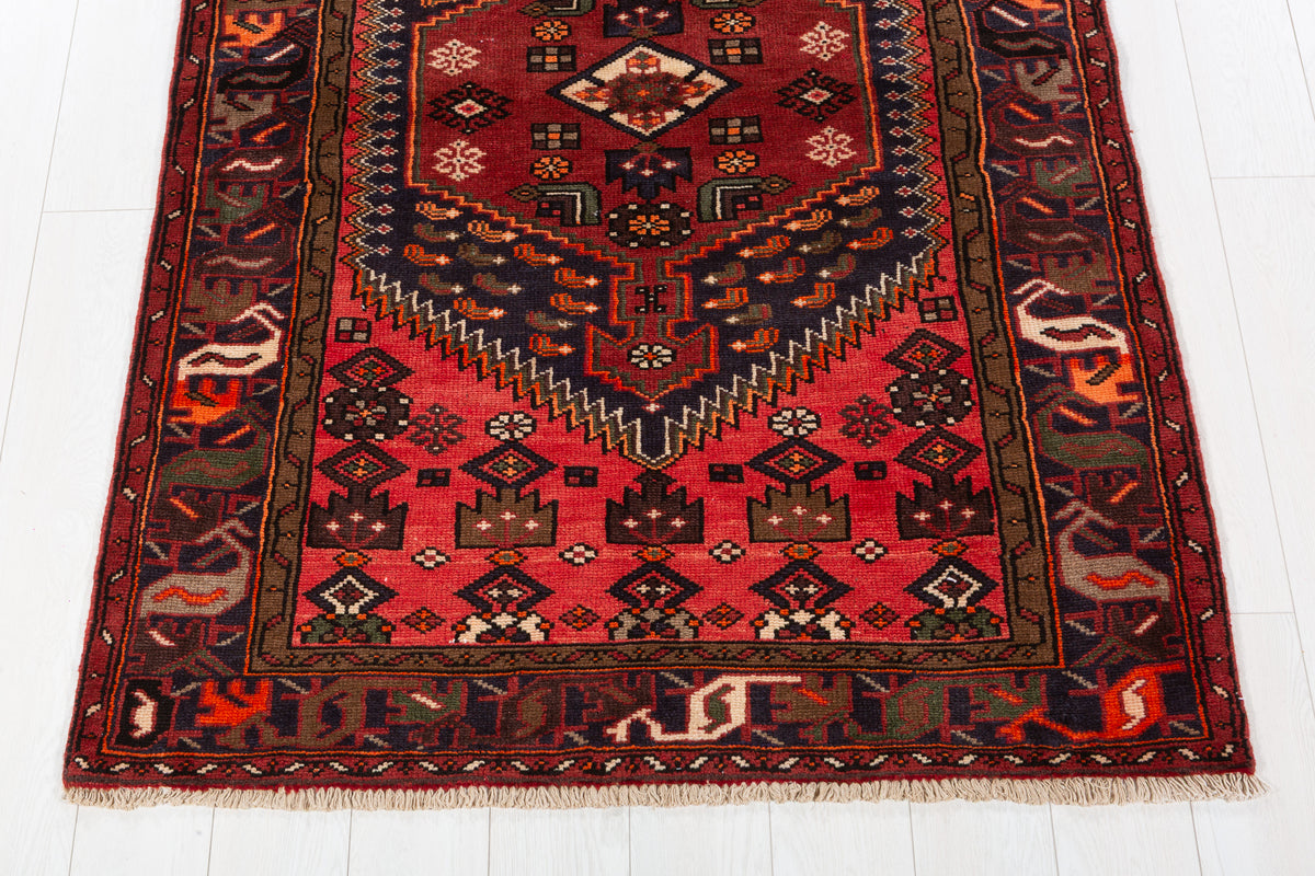 Vintage Coral, Rust Red Tribal Medallion Area Rug – 6' 2" x 4' 0" (188 x 122 cm)
