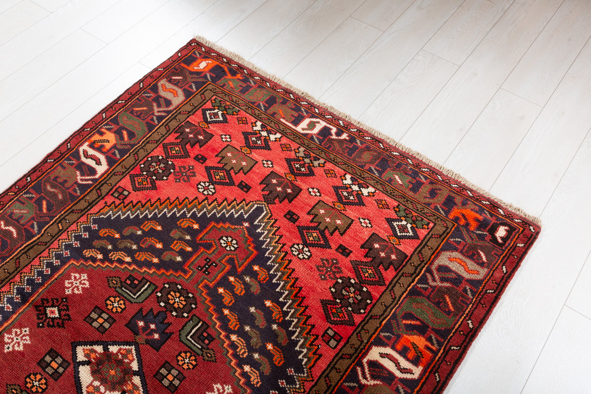 Vintage Coral, Rust Red Tribal Medallion Area Rug – 6' 2" x 4' 0" (188 x 122 cm)