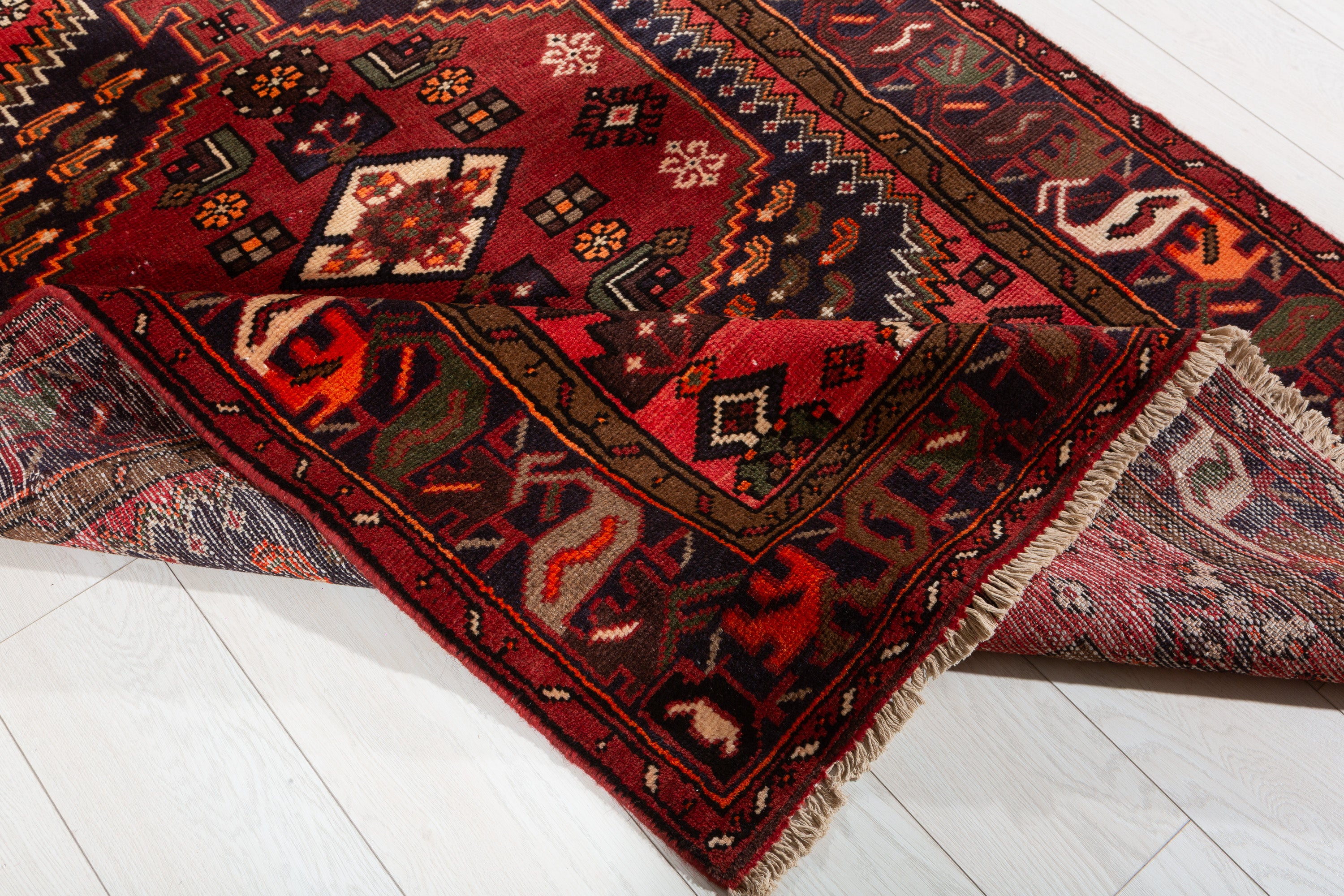 Vintage Coral, Rust Red Tribal Medallion Area Rug – 6' 2" x 4' 0" (188 x 122 cm)