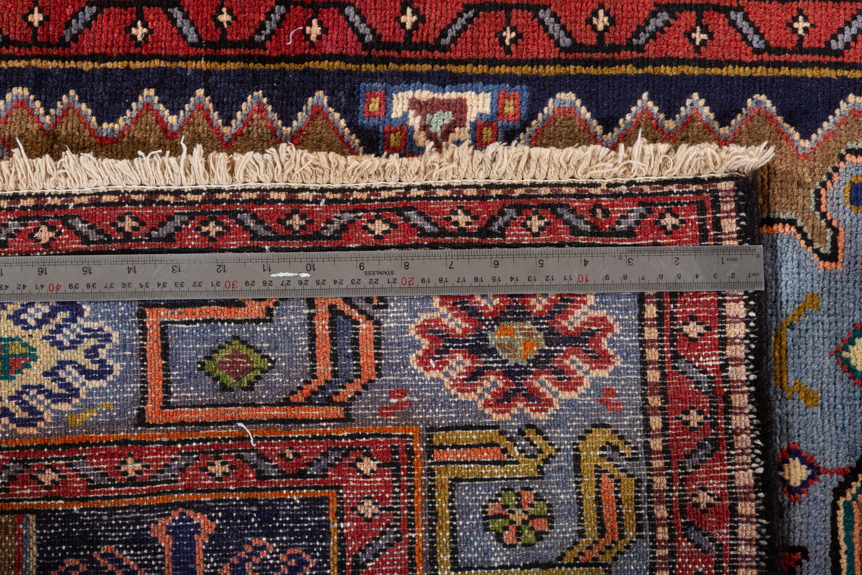 Collectible Vintage Brown, Turquoise Blue Geometric Medallion Area Rug – 6' 6" x 3' 8" (198 x 113 cm)