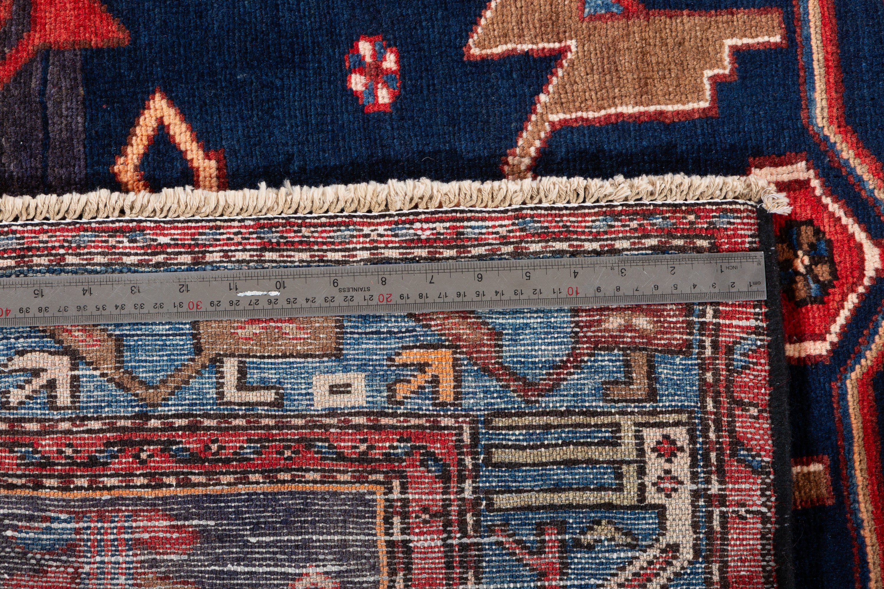Collectible Vintage Deep Navy Blue, Red Animal Motif Area Rug – 6' 8" x 4' 3" (204 x 129 cm)