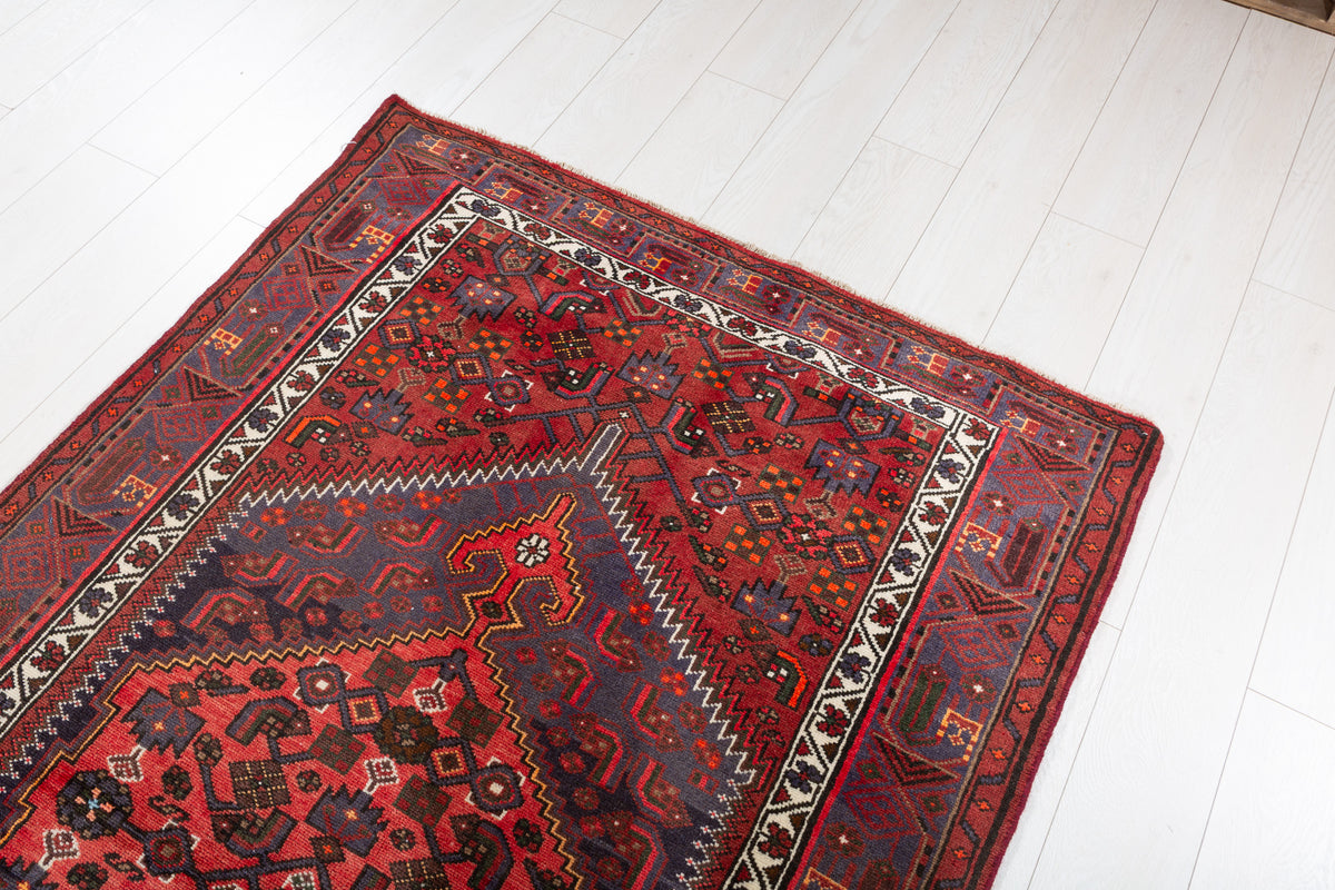 Vintage Rust Red Central Medallion Area Rug – 6' 10" x 4' 0" (209 x 122 cm)