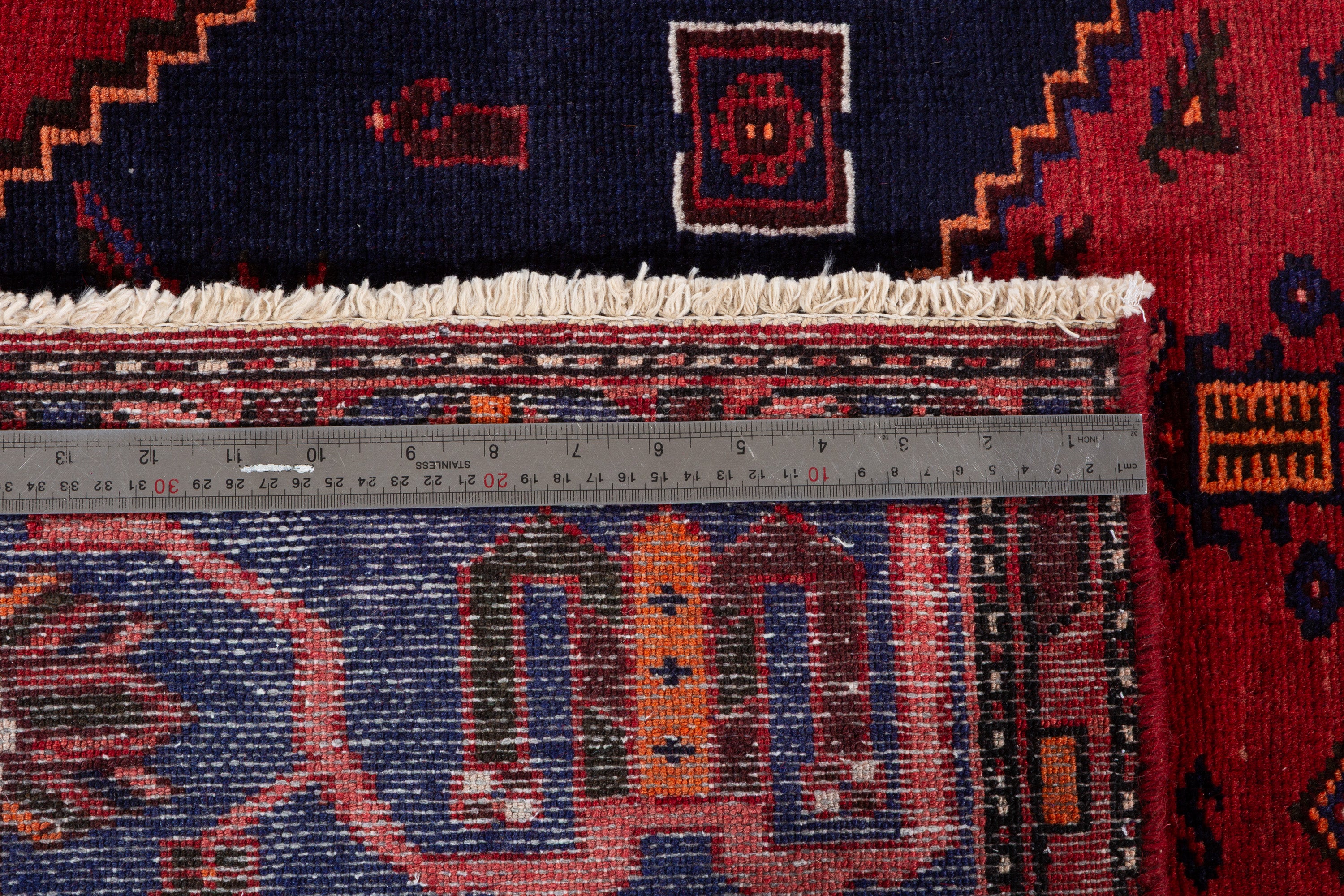 Vintage Red, blue Geometric Area Rug – 7' 1" x 4' 4" (217 x 131 cm)