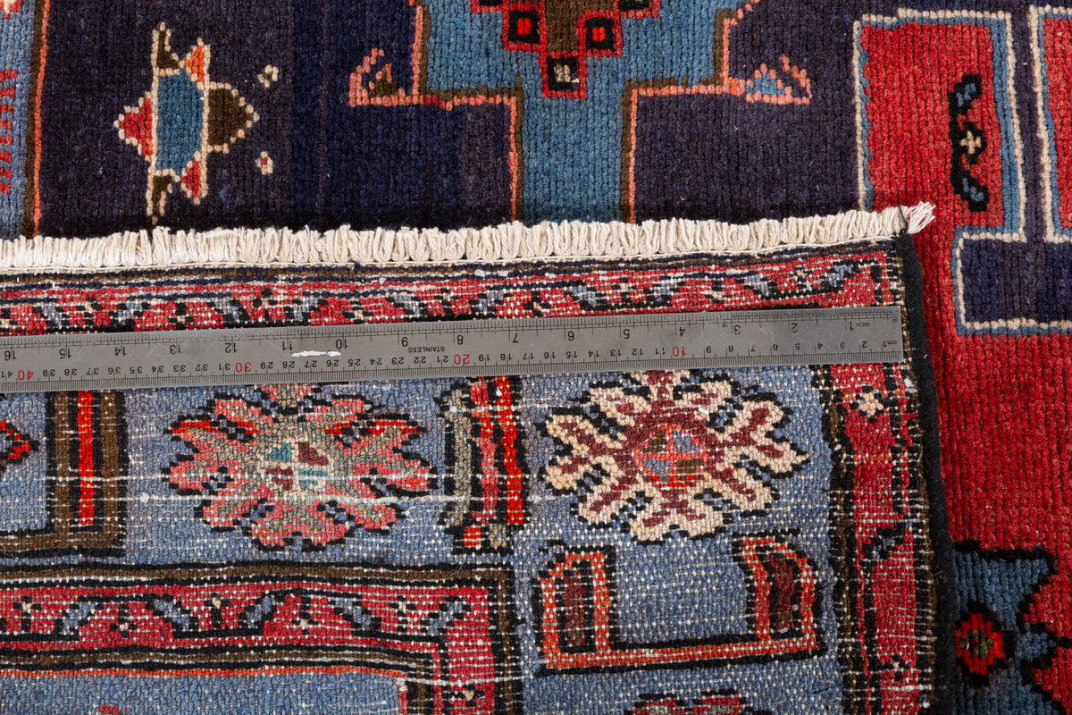 Collectible Vintage Navy blue, red, blue Geometric Area Rug – 6' 7" x 4' 2" (201 x 126 cm)