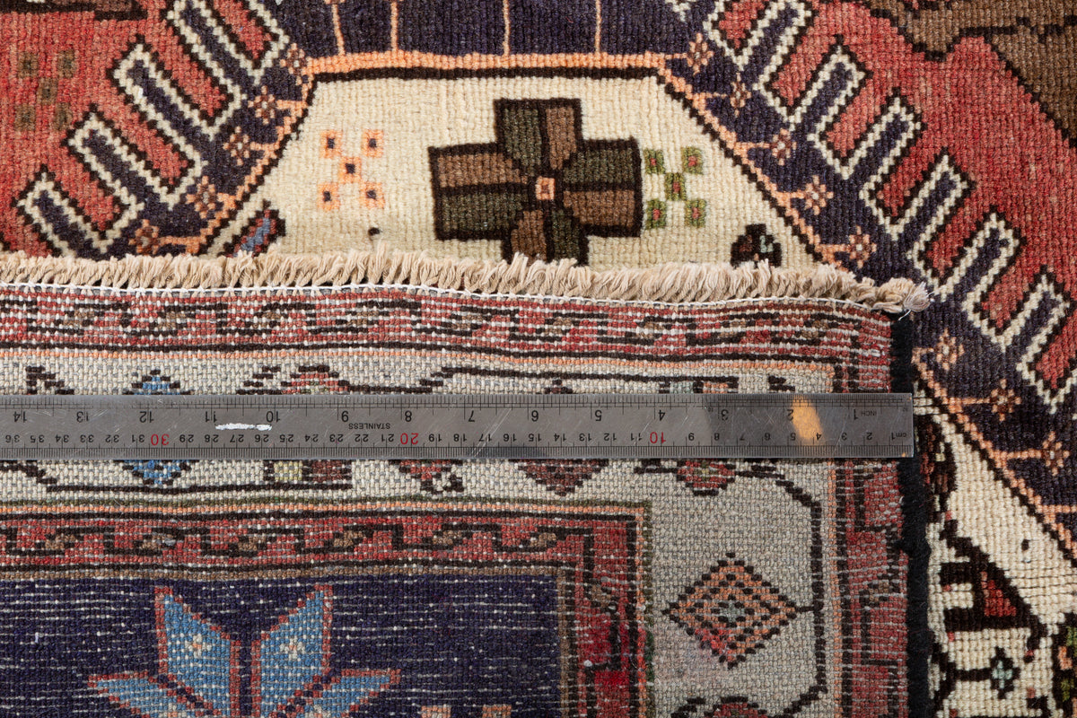 Collectible Vintage Rust red, beige Geometric Area Rug – 6' 4" x 4' 3" (192 x 129 cm)