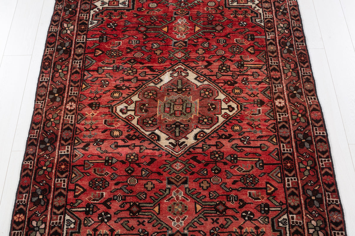 Vintage Bright red Geometric Area Rug – 7' 1" x 4' 4" (217 x 131 cm)