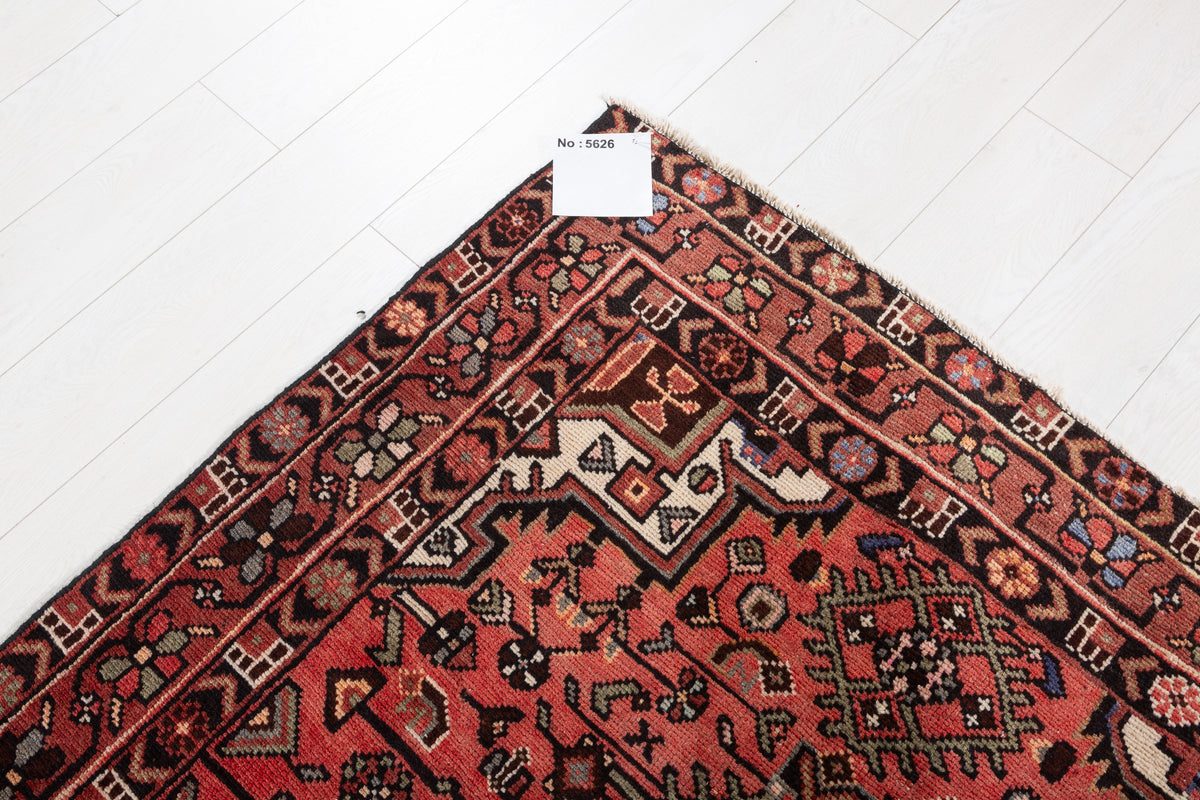 Vintage Bright red Geometric Area Rug – 7' 1" x 4' 4" (217 x 131 cm)