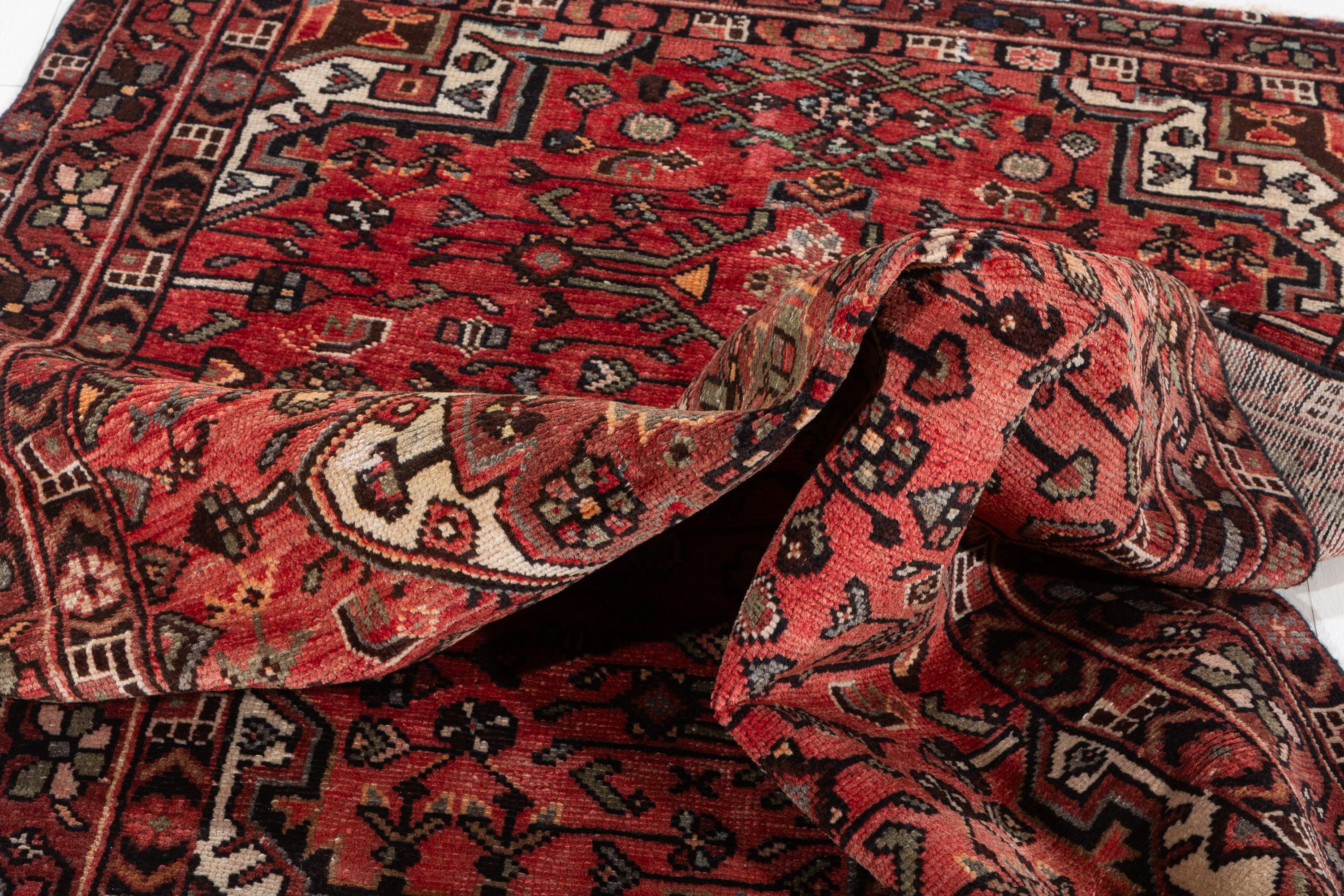 Vintage Bright red Geometric Area Rug – 7' 1" x 4' 4" (217 x 131 cm)
