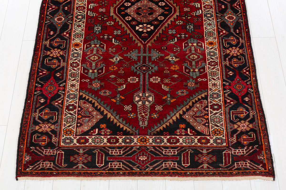 Collectible Vintage Red Geometric Area Rug – 7' 4" x 4' 6" (224 x 136 cm)