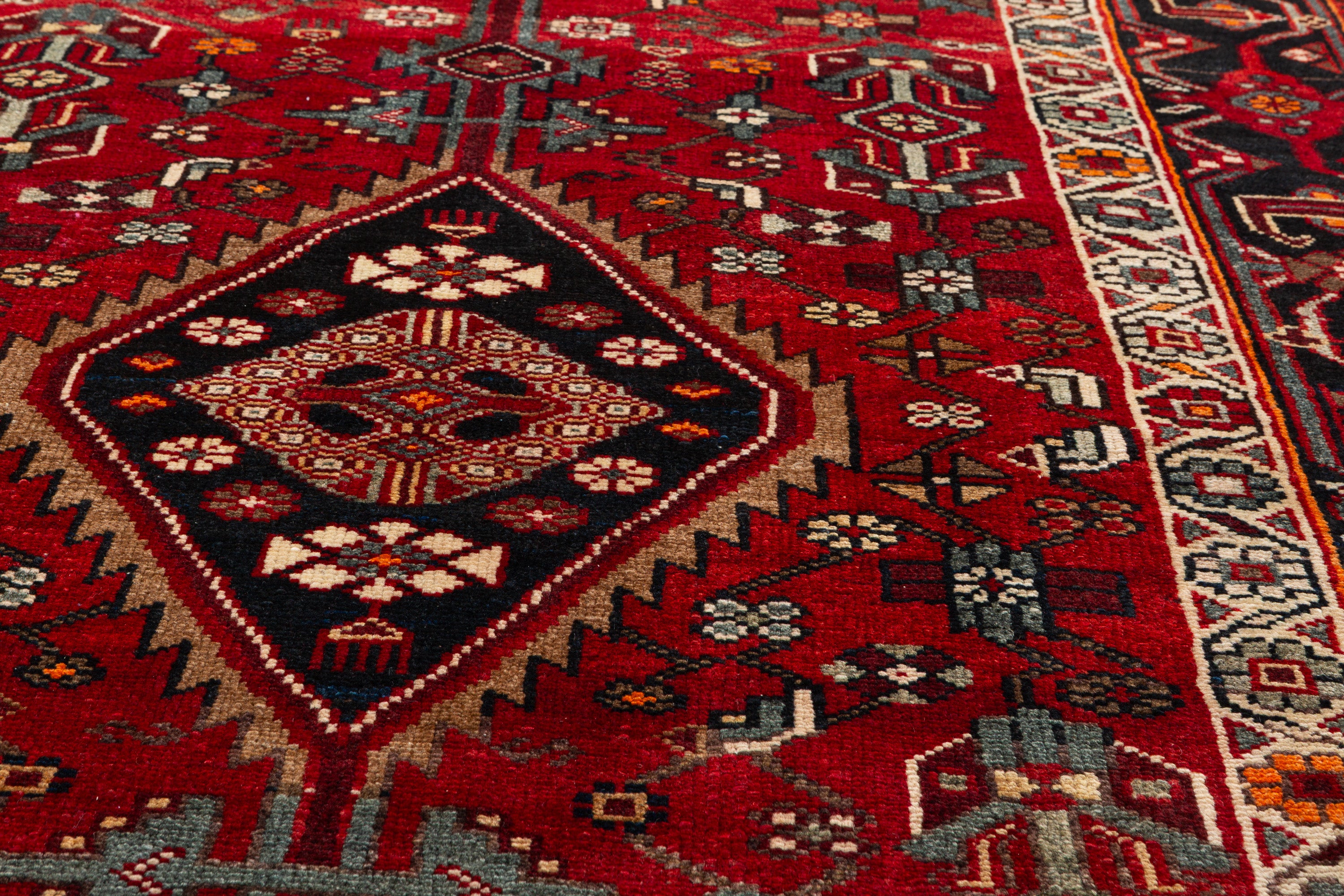 Collectible Vintage Red Geometric Area Rug – 7' 4" x 4' 6" (224 x 136 cm)
