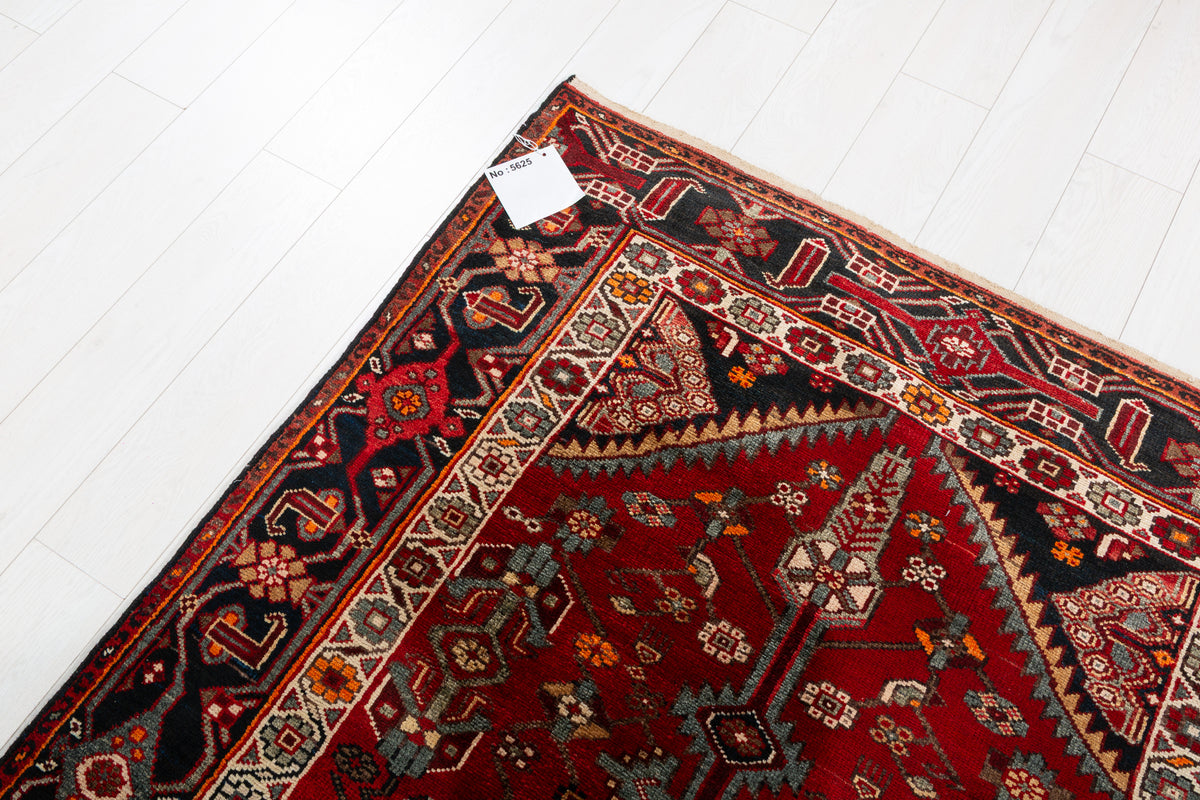 Collectible Vintage Red Geometric Area Rug – 7' 4" x 4' 6" (224 x 136 cm)