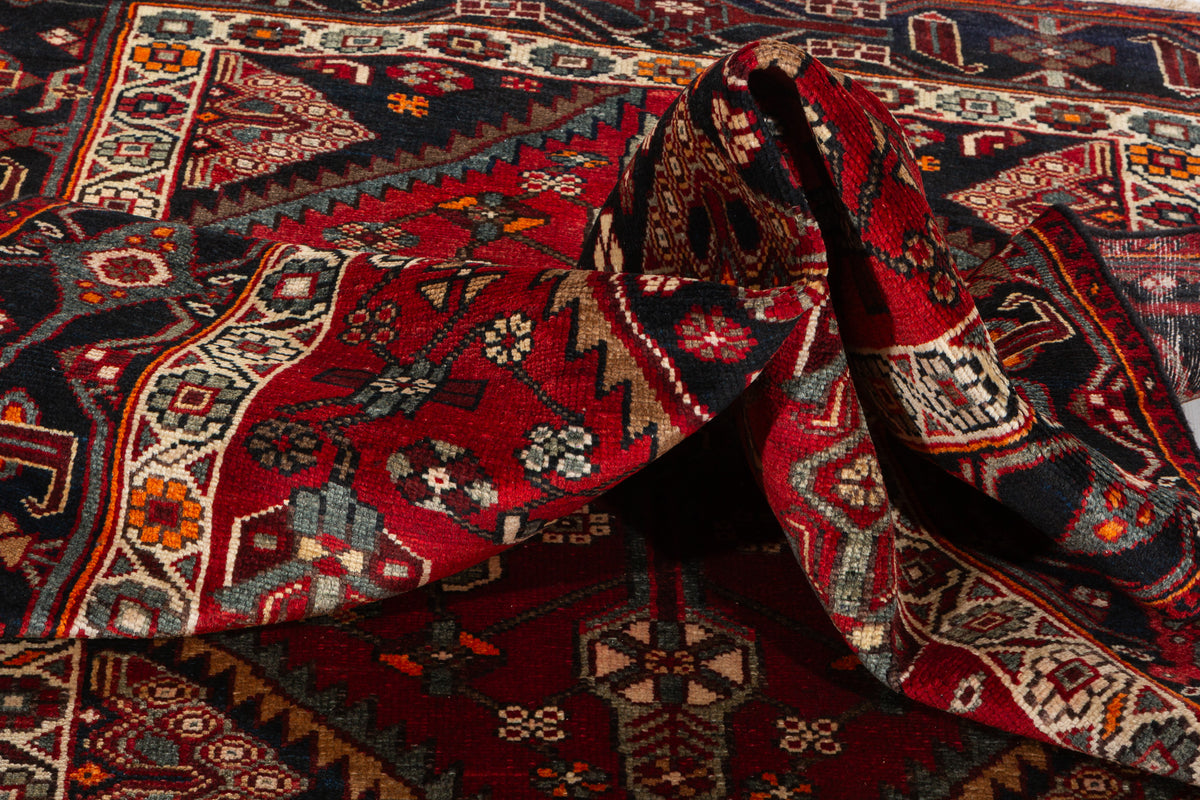 Collectible Vintage Red Geometric Area Rug – 7' 4" x 4' 6" (224 x 136 cm)