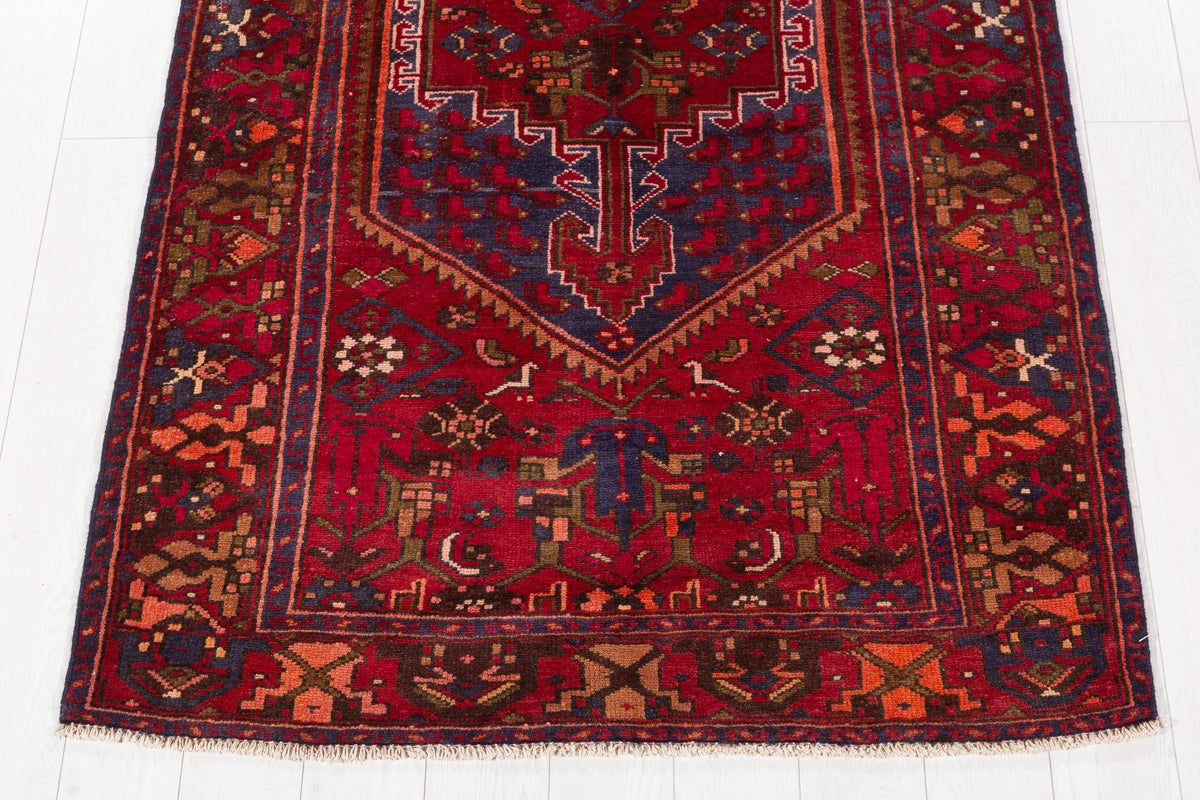 Vintage Red, orange Geometric Area Rug – 7' 7" x 4' 3" (232 x 129 cm)