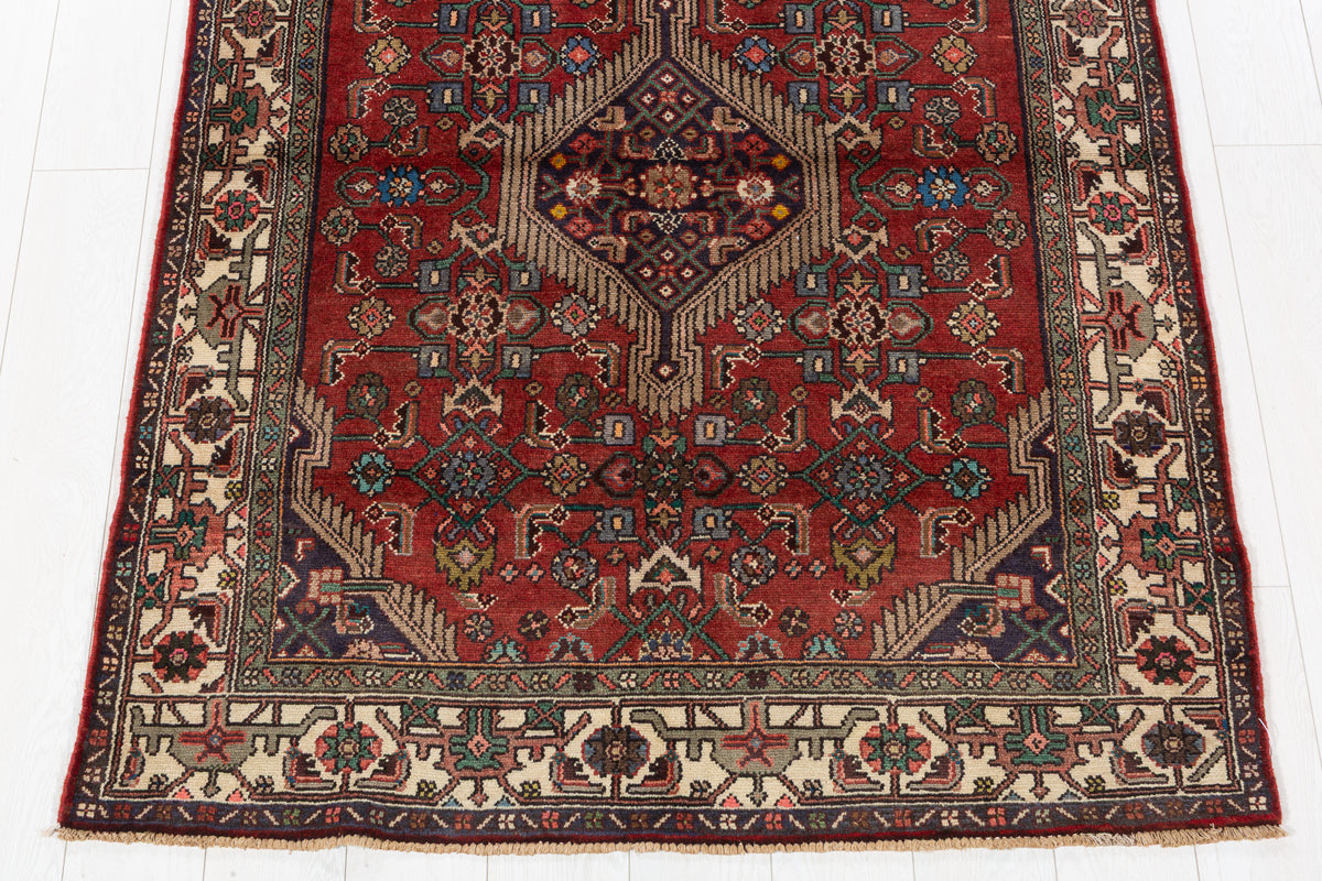 Vintage Rust red, beige Geometric Hand-Knotted Area Rug – 5' 8" x 4' 1" (172 x 125 cm)