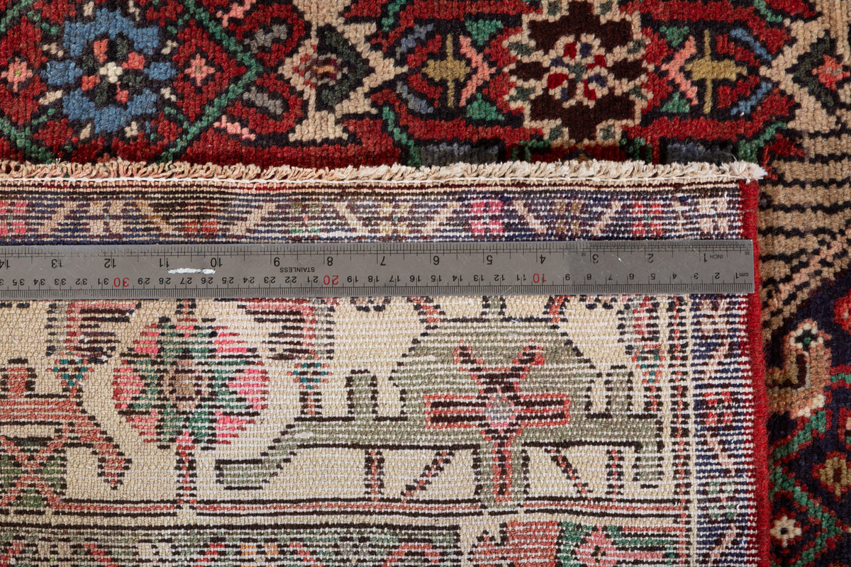 Vintage Rust red, beige Geometric Hand-Knotted Area Rug – 5' 8" x 4' 1" (172 x 125 cm)