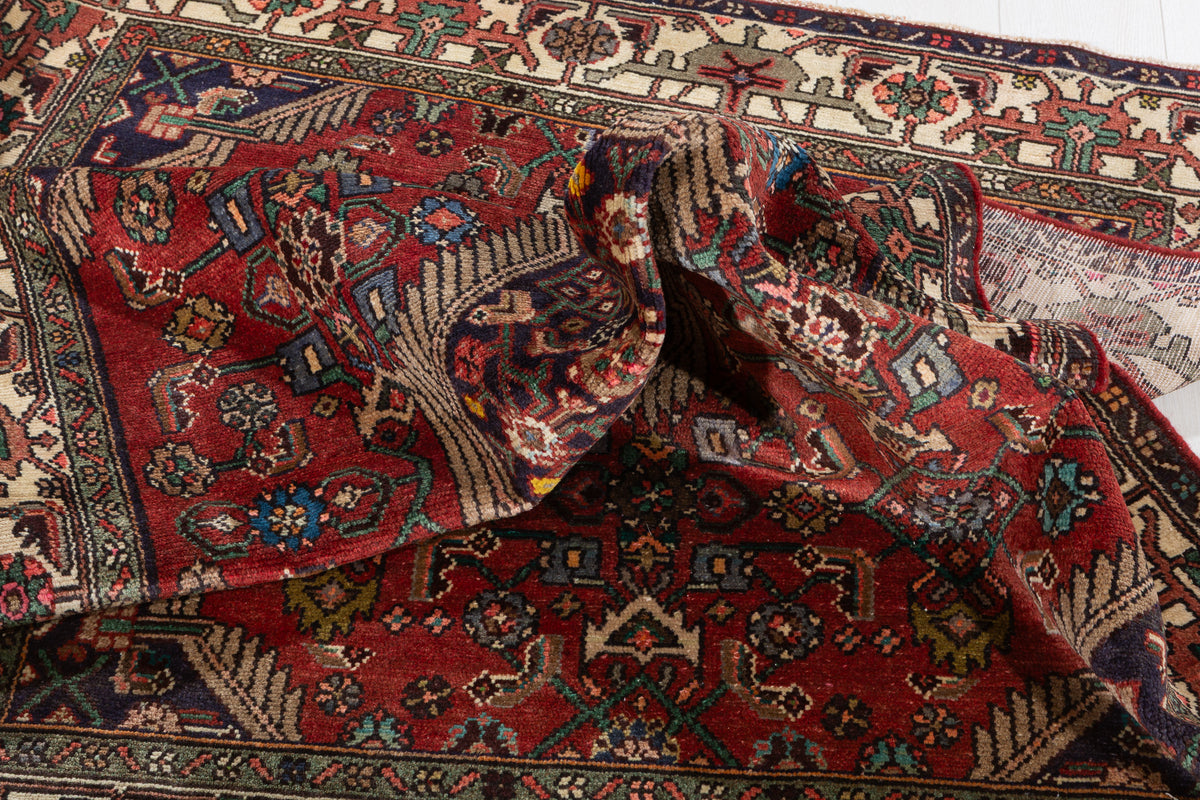 Vintage Rust red, beige Geometric Hand-Knotted Area Rug – 5' 8" x 4' 1" (172 x 125 cm)