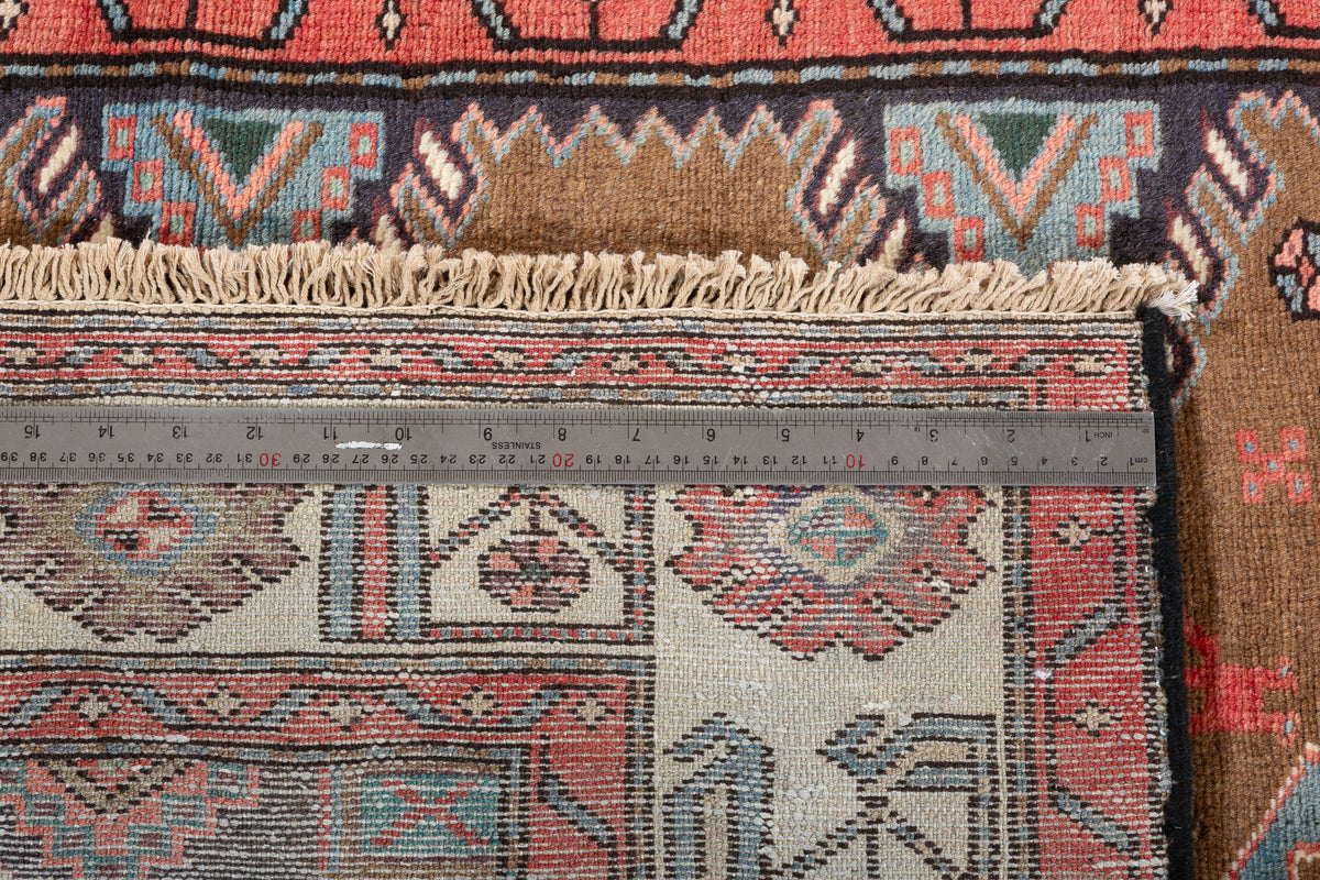 Vintage Brown Geometric Hand-Knotted Area Rug – 7' 0" x 4' 1" (213 x 125 cm)