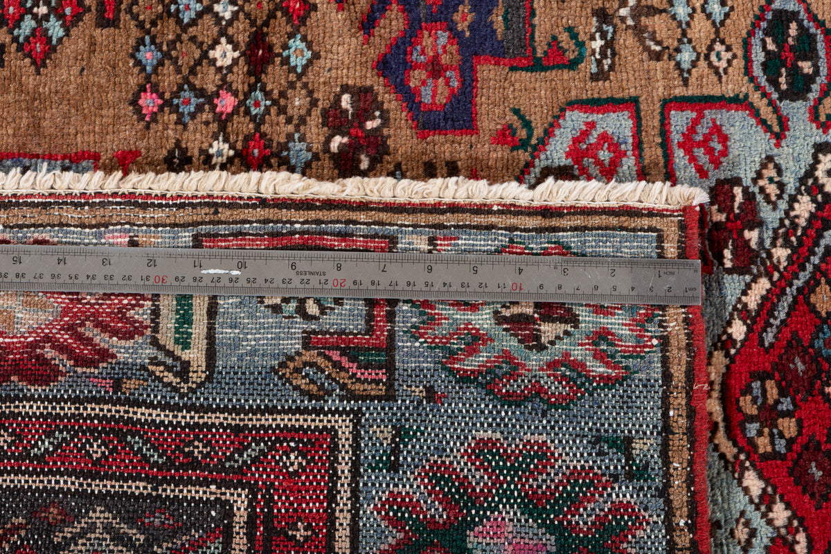 Rare Vintage Brown, Turquoise Blue Allover Geometric Hand-Knotted Area Rug – 7' 2" x 4' 6" (219 x 136 cm)
