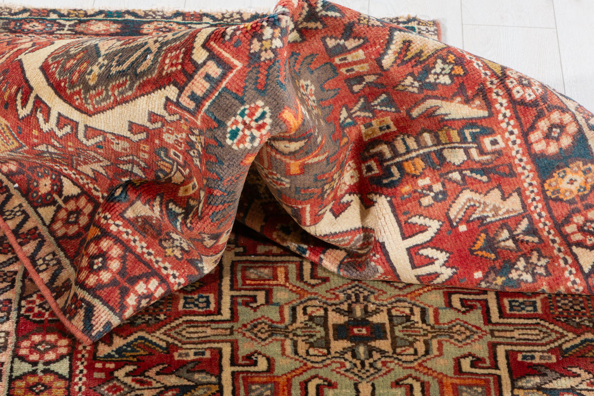 Rare Semi-Antique Faded Red Medallion Runner Rug – 6' 11" x 3' 1" (211 x 95 cm)