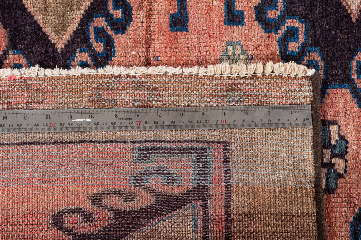 Antique Faded Peach Allover Vine Hand-Knotted Area Rug – 7' 1" x 3' 5" (217 x 103 cm)