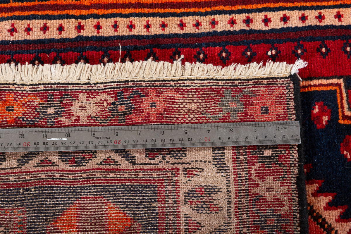 Vintage Red and Pink Medallion Hand-Knotted Area Rug – 6' 7" x 3' 5" (201 x 104 cm)