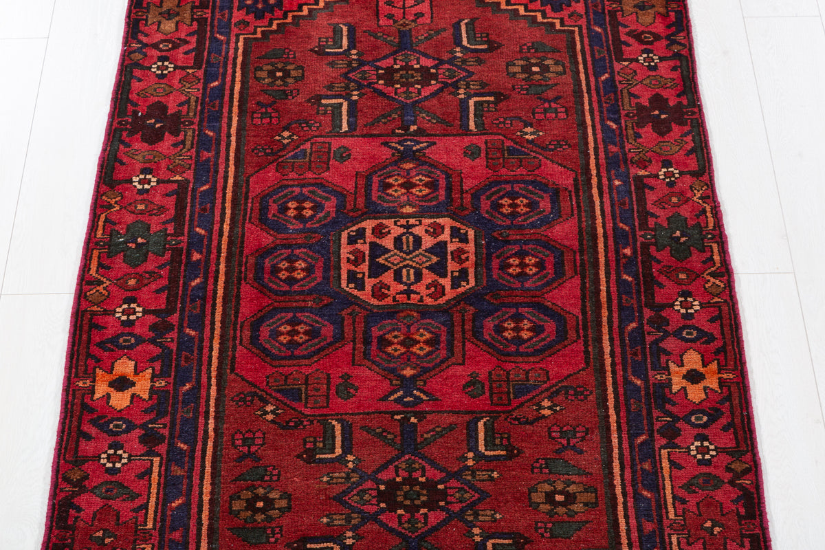 Vintage Rust Red Allover Geometric Hand-Knotted Area Rug – 6' 4" x 3' 7" (192 x 108 cm)