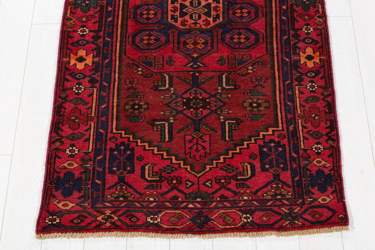 Vintage Rust Red Allover Geometric Hand-Knotted Area Rug – 6' 4" x 3' 7" (192 x 108 cm)