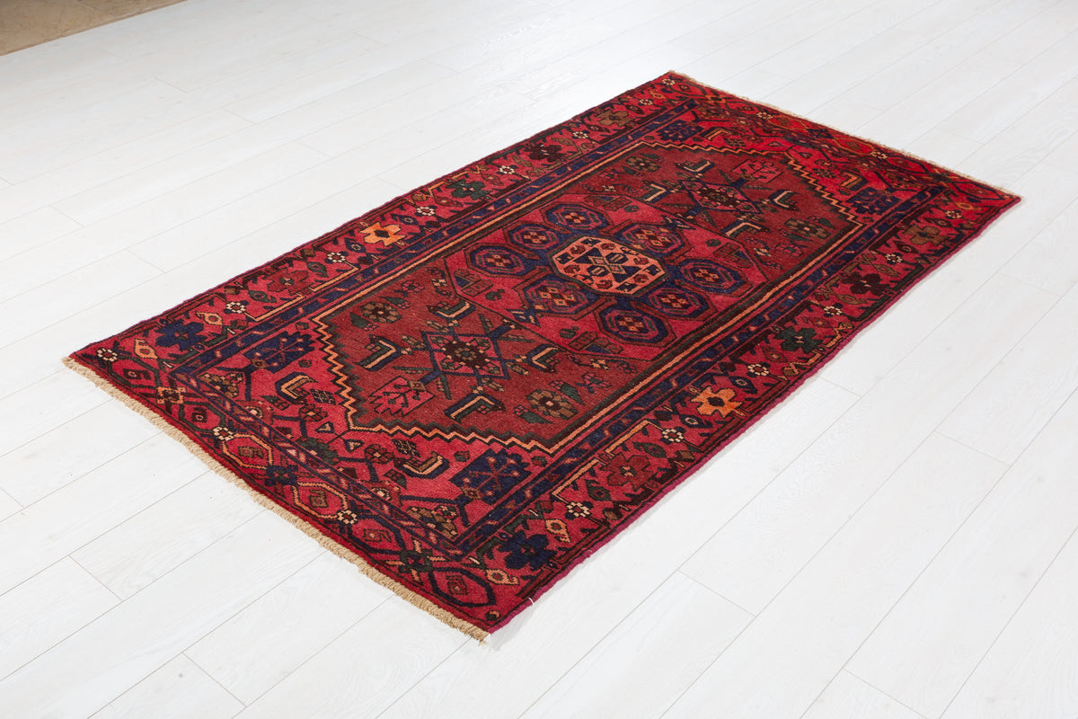 Vintage Rust Red Allover Geometric Hand-Knotted Area Rug – 6' 4" x 3' 7" (192 x 108 cm)