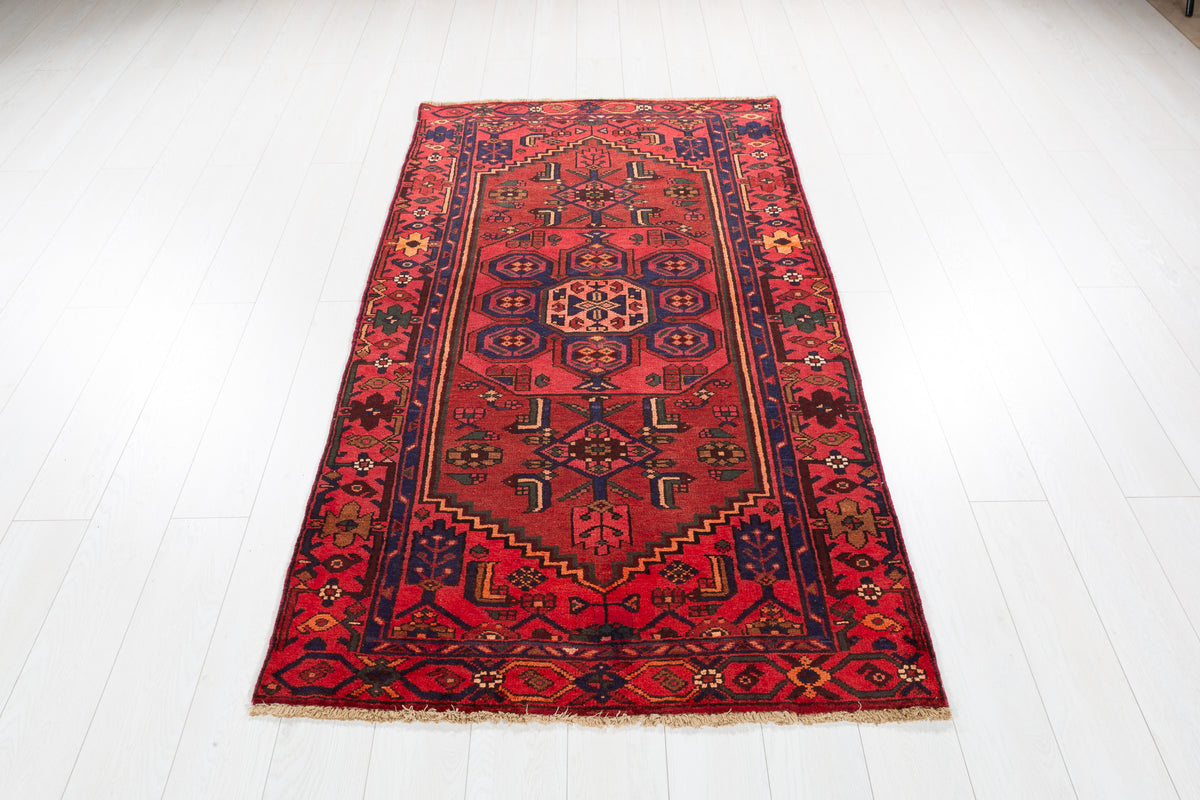 Vintage Rust Red Allover Geometric Hand-Knotted Area Rug – 6' 4" x 3' 7" (192 x 108 cm)