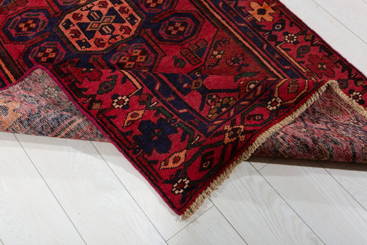 Vintage Rust Red Allover Geometric Hand-Knotted Area Rug – 6' 4" x 3' 7" (192 x 108 cm)