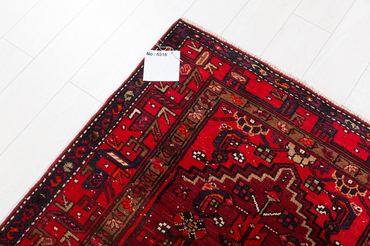 Vintage Burgundy Small Medallion Allover Hand-Knotted Area Rug – 6' 10" x 3' 5" (208 x 104 cm)