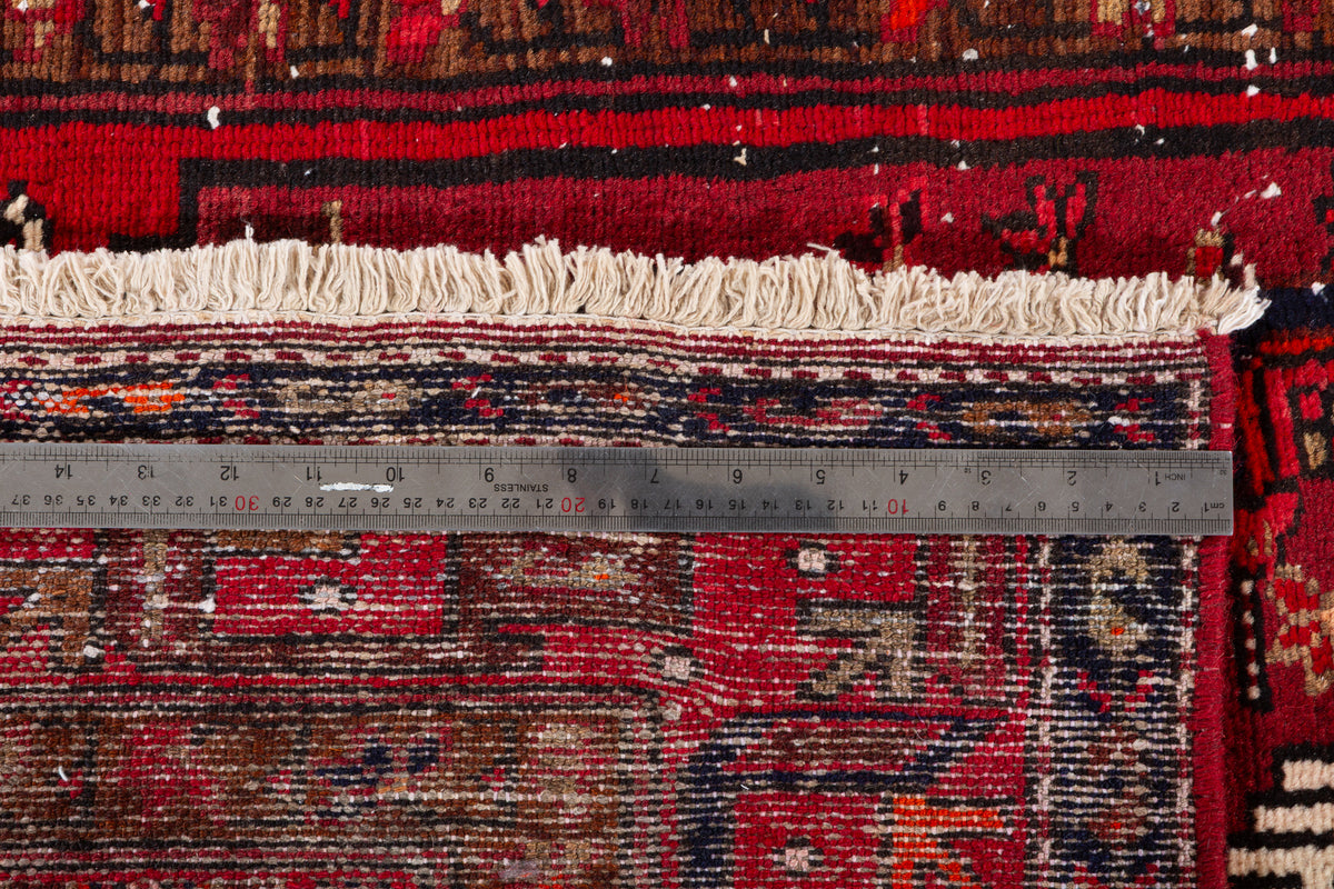 Vintage Burgundy Small Medallion Allover Hand-Knotted Area Rug – 6' 10" x 3' 5" (208 x 104 cm)