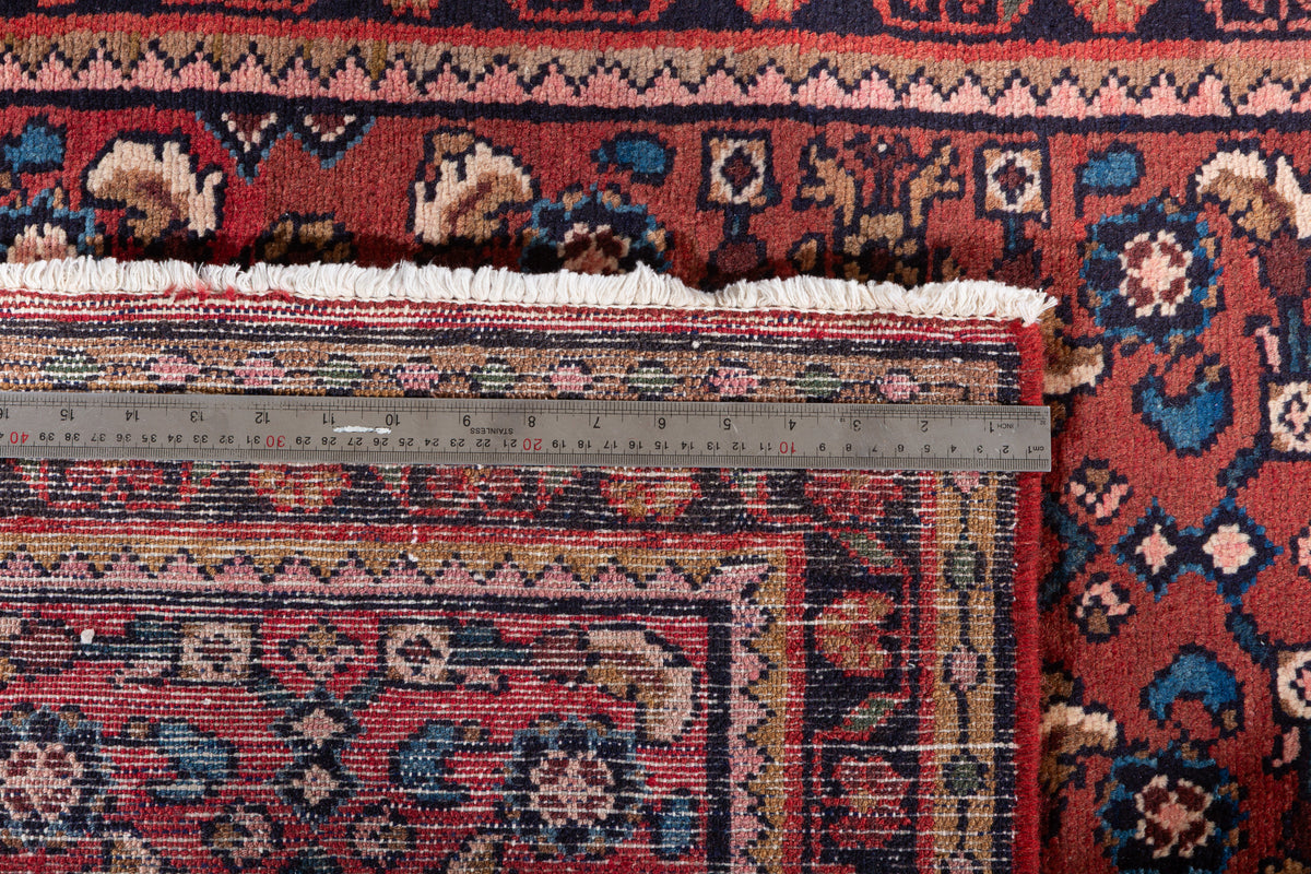 Vintage Rust Red Allover Diamond Lattice Hand-Knotted Area Rug – 7' 2" x 3' 5" (219 x 105 cm)