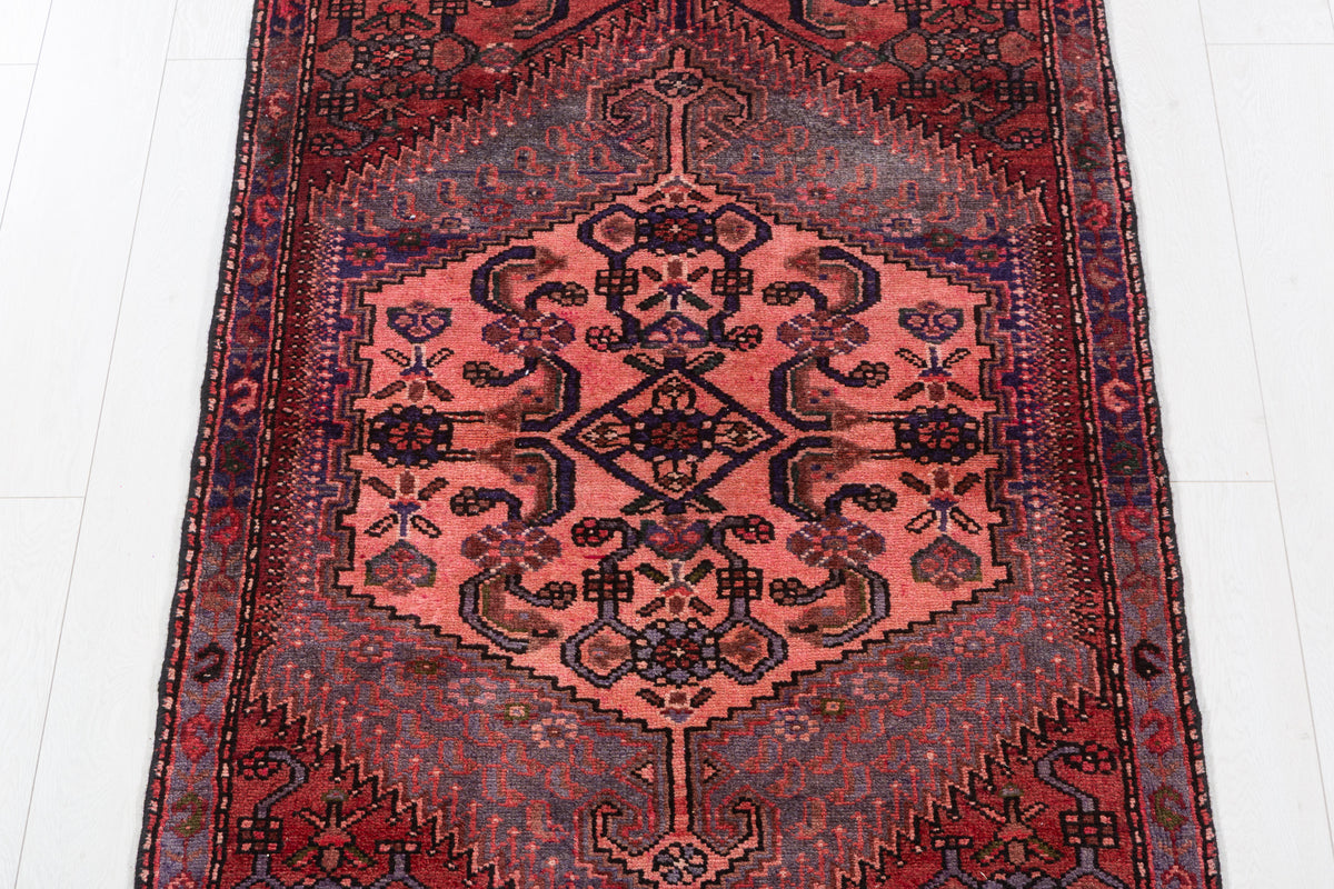 Tapis vintage rouge rouille et rose Ornate Medallion – 6' 1" x 3' 2" (186 x 96 cm)