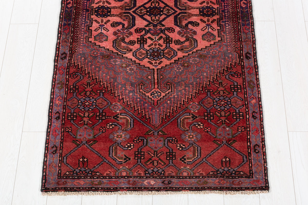 Tapis vintage rouge rouille et rose Ornate Medallion – 6' 1" x 3' 2" (186 x 96 cm)