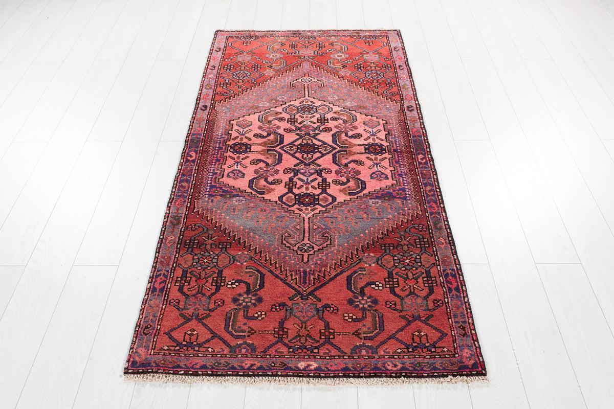 Tapis vintage rouge rouille et rose Ornate Medallion – 6' 1" x 3' 2" (186 x 96 cm)